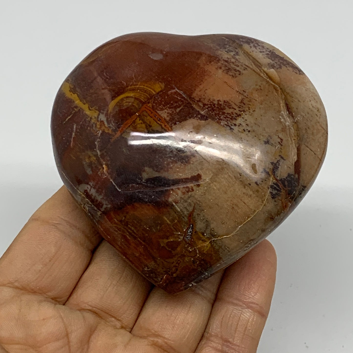 0.47 lbs, 2.8"x2.9"x1.2", Natural Petrified Wood Heart Polished Crystal, B37445