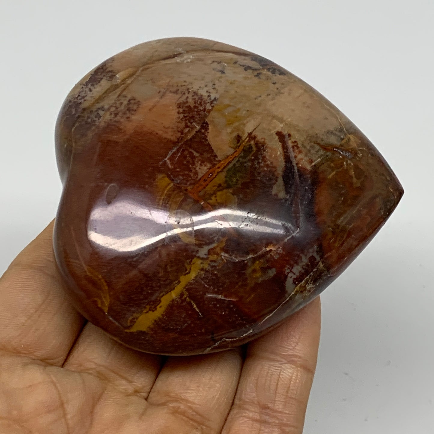 0.47 lbs, 2.8"x2.9"x1.2", Natural Petrified Wood Heart Polished Crystal, B37445