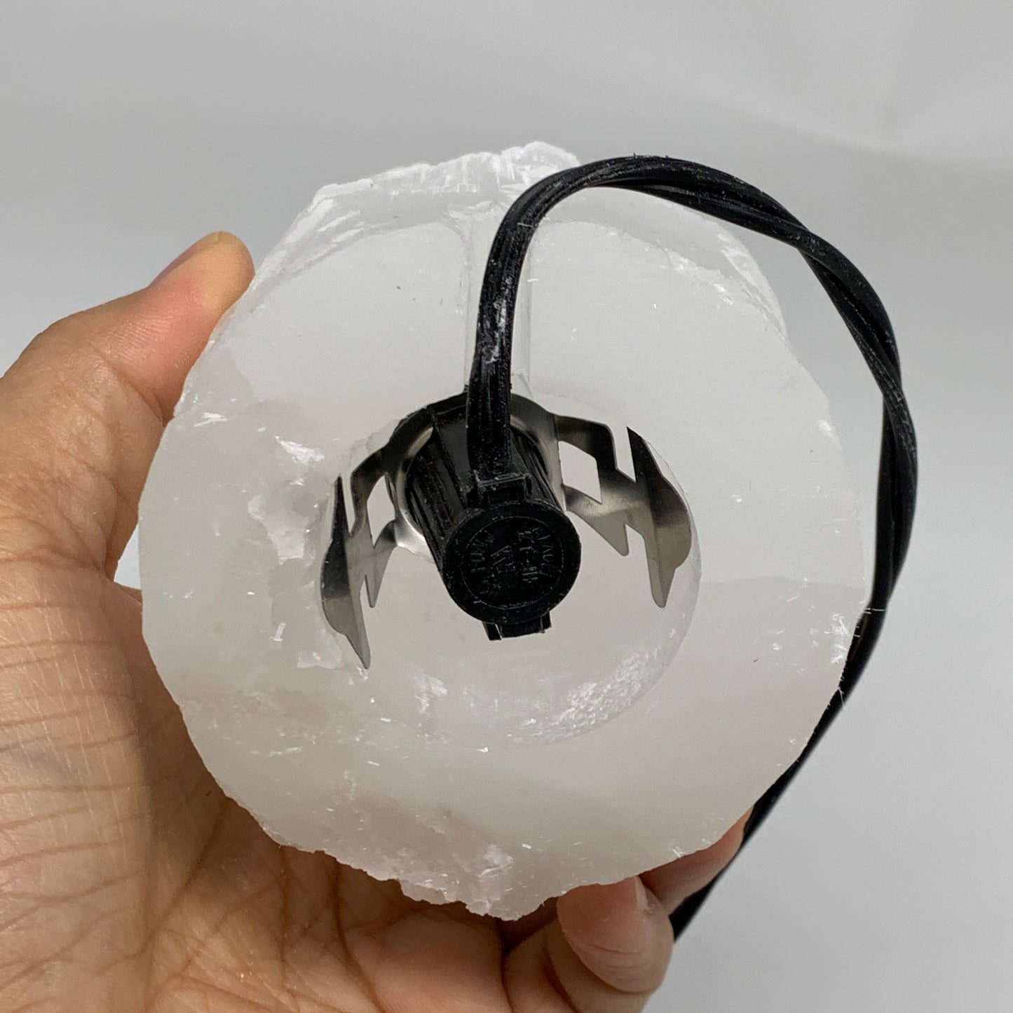 2.3 lbs, 6"x3.1", Raw Rough Selenite (Satin Spar) Lamp Tower, 6ft Chord, B35865