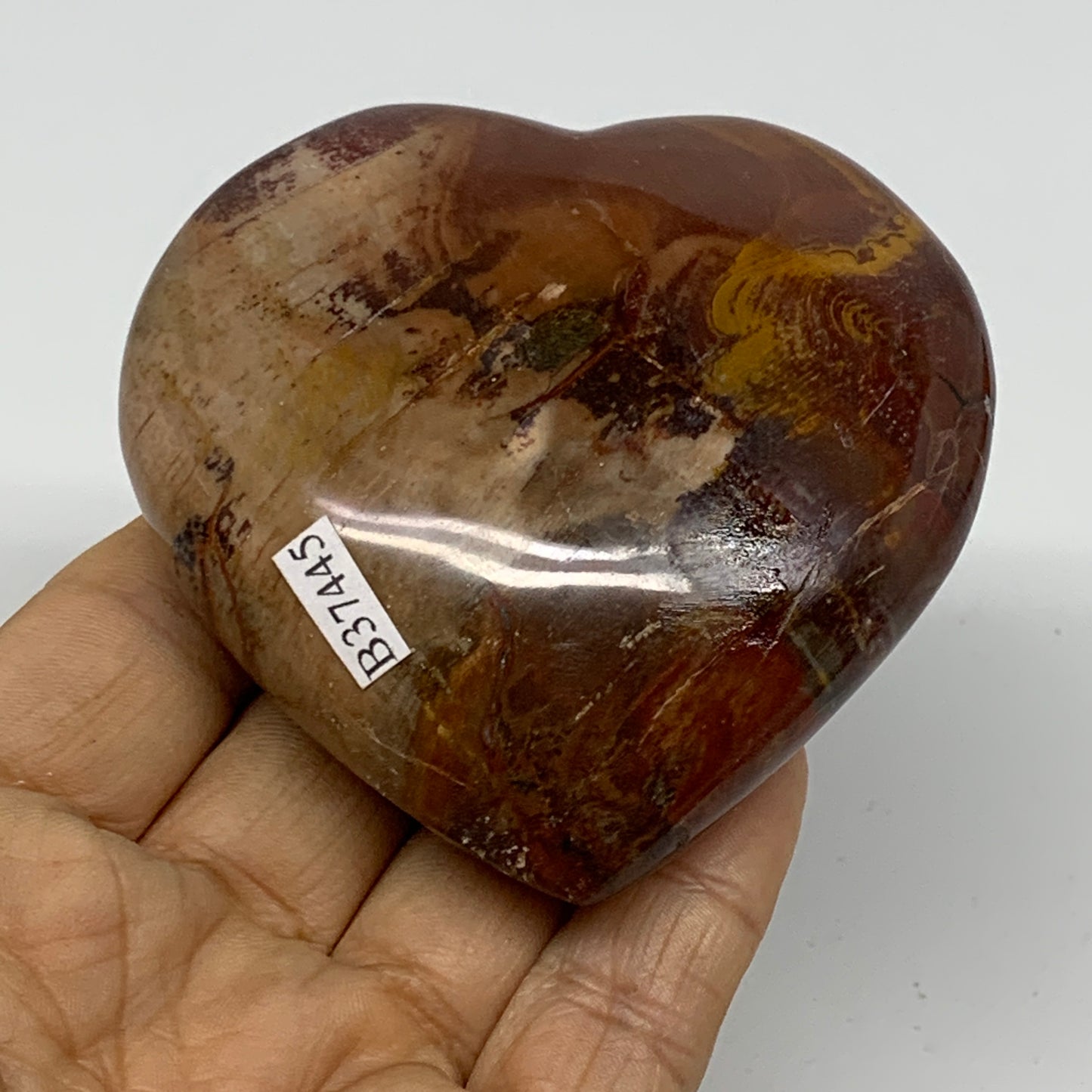 0.47 lbs, 2.8"x2.9"x1.2", Natural Petrified Wood Heart Polished Crystal, B37445