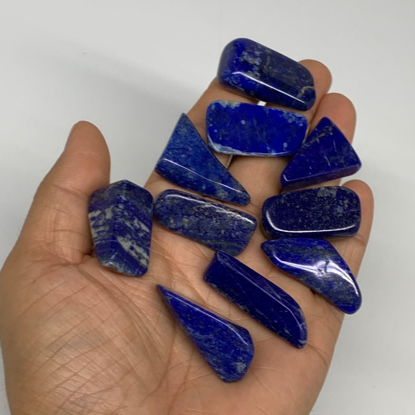 100.2g,1.1"-1.5", 10pcs, Natural Lapis Lazuli Tumbled Stone @Afghanistan, B30241