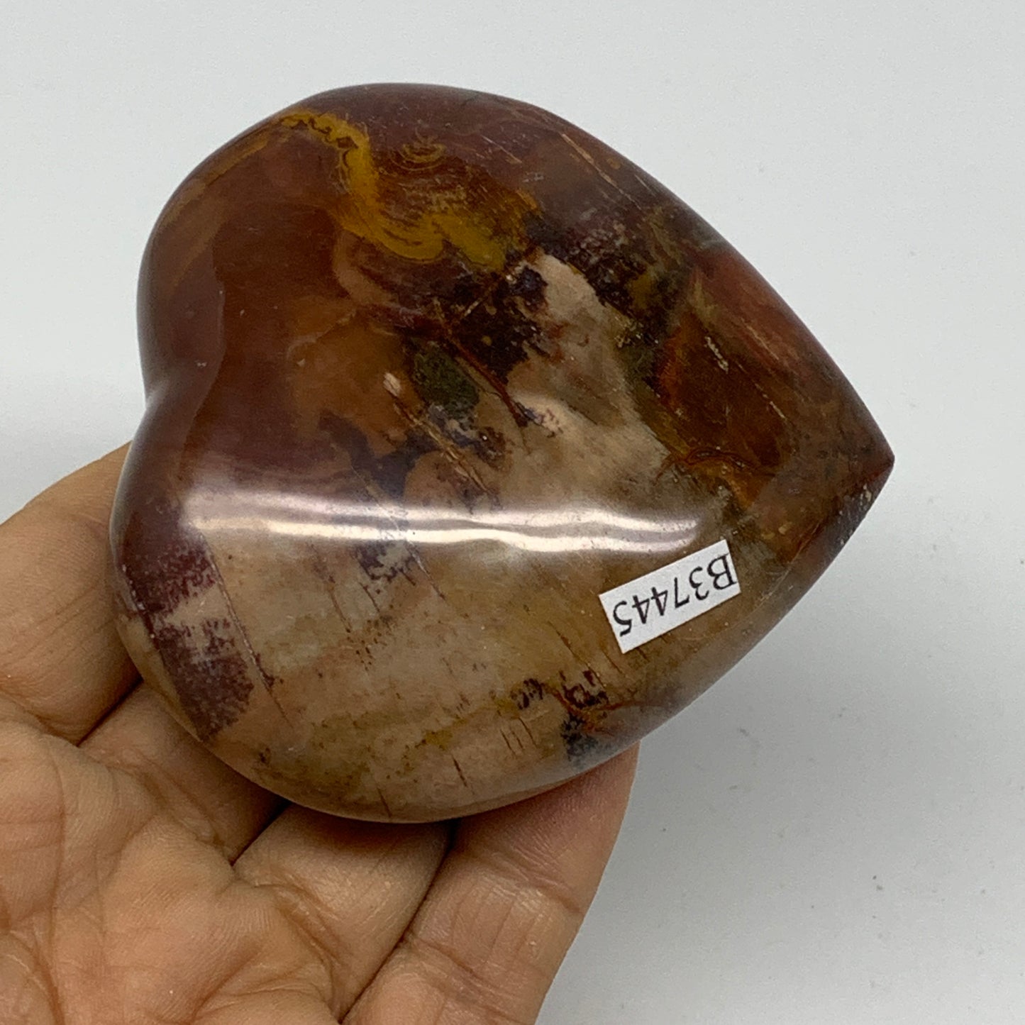 0.47 lbs, 2.8"x2.9"x1.2", Natural Petrified Wood Heart Polished Crystal, B37445