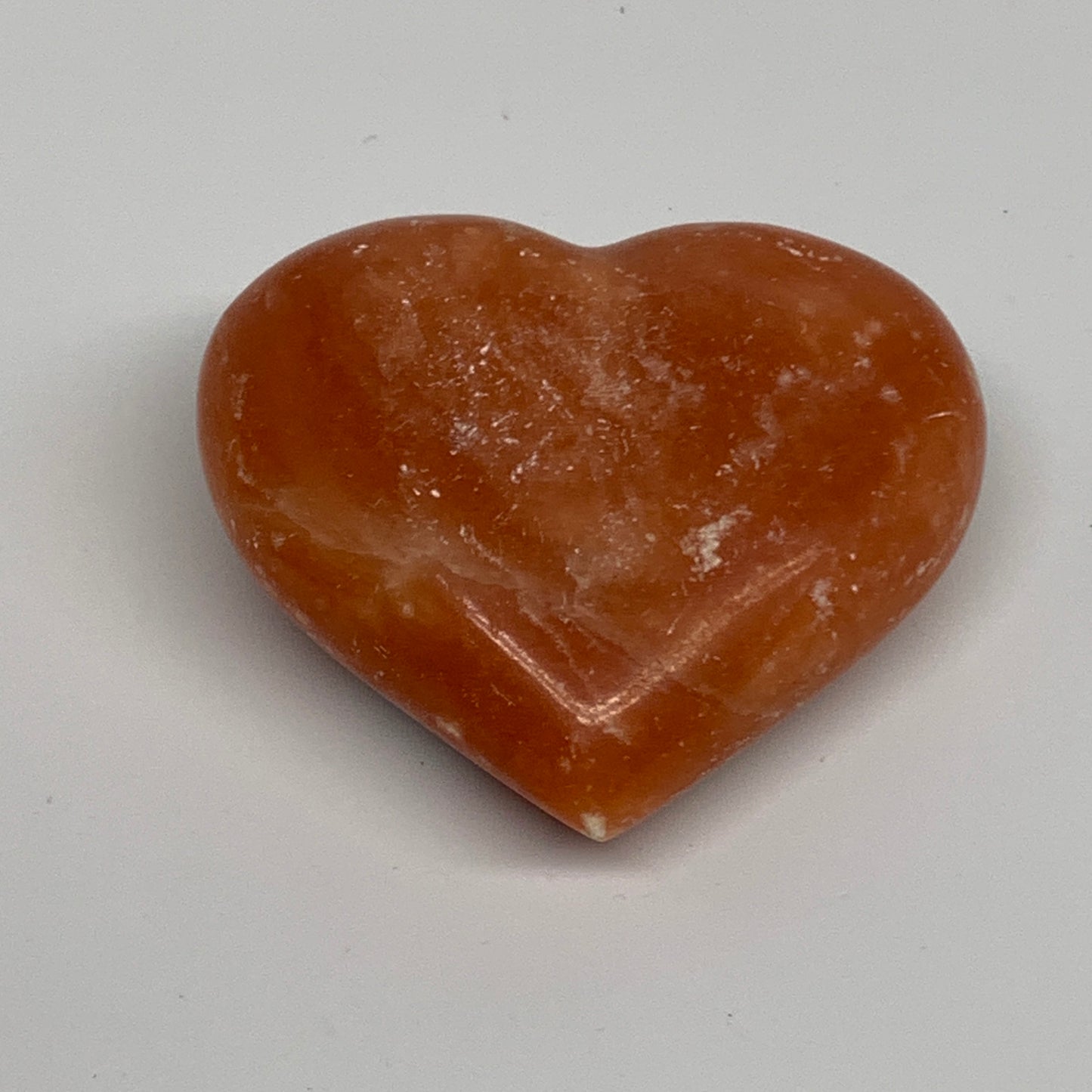 113.7g, 2.3"x2.6"x1" Orange Calcite Heart Gemstones from Madagascar, B33787