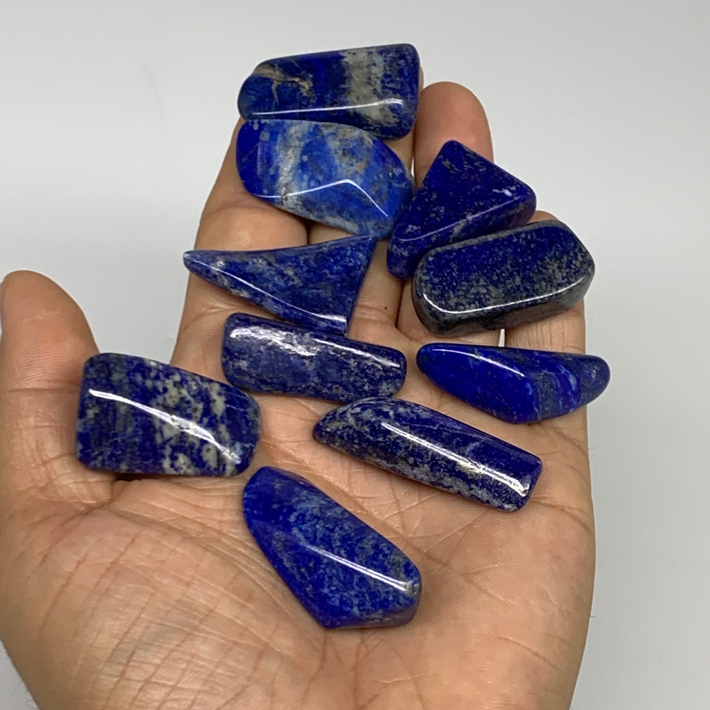 100.2g,1.1"-1.5", 10pcs, Natural Lapis Lazuli Tumbled Stone @Afghanistan, B30241