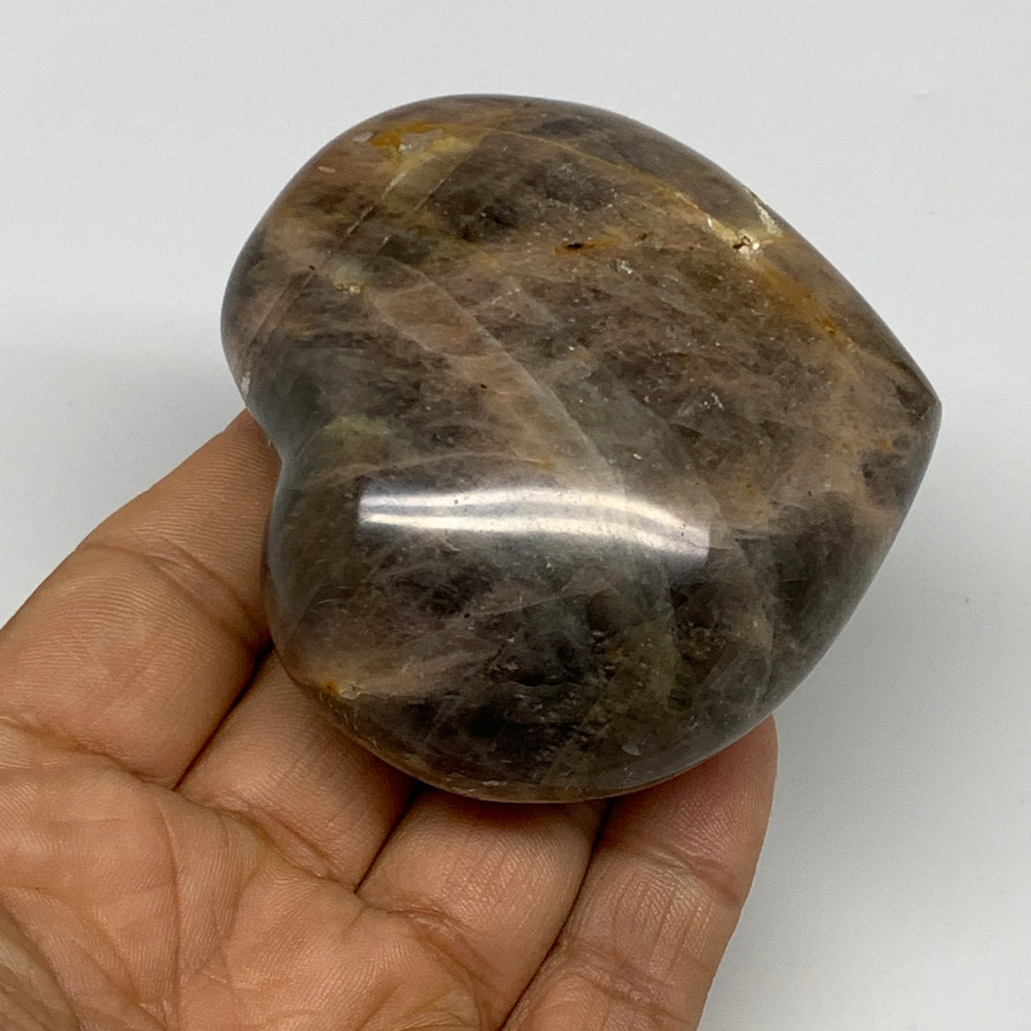 0.42 lbs, 2.5"x2.7"x1.3", Black Moonstone Heart Polished Crystal Home Decor, B30