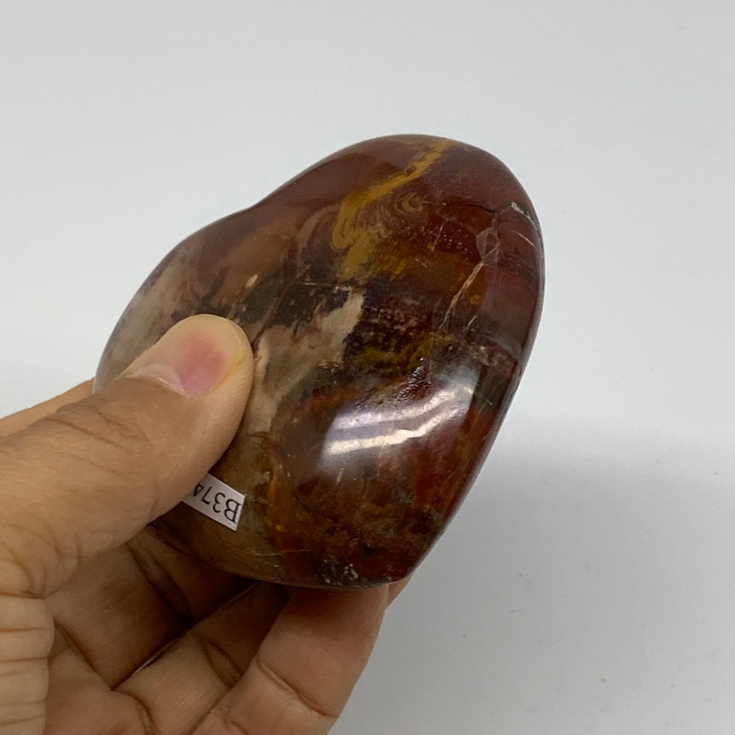 0.47 lbs, 2.8"x2.9"x1.2", Natural Petrified Wood Heart Polished Crystal, B37445