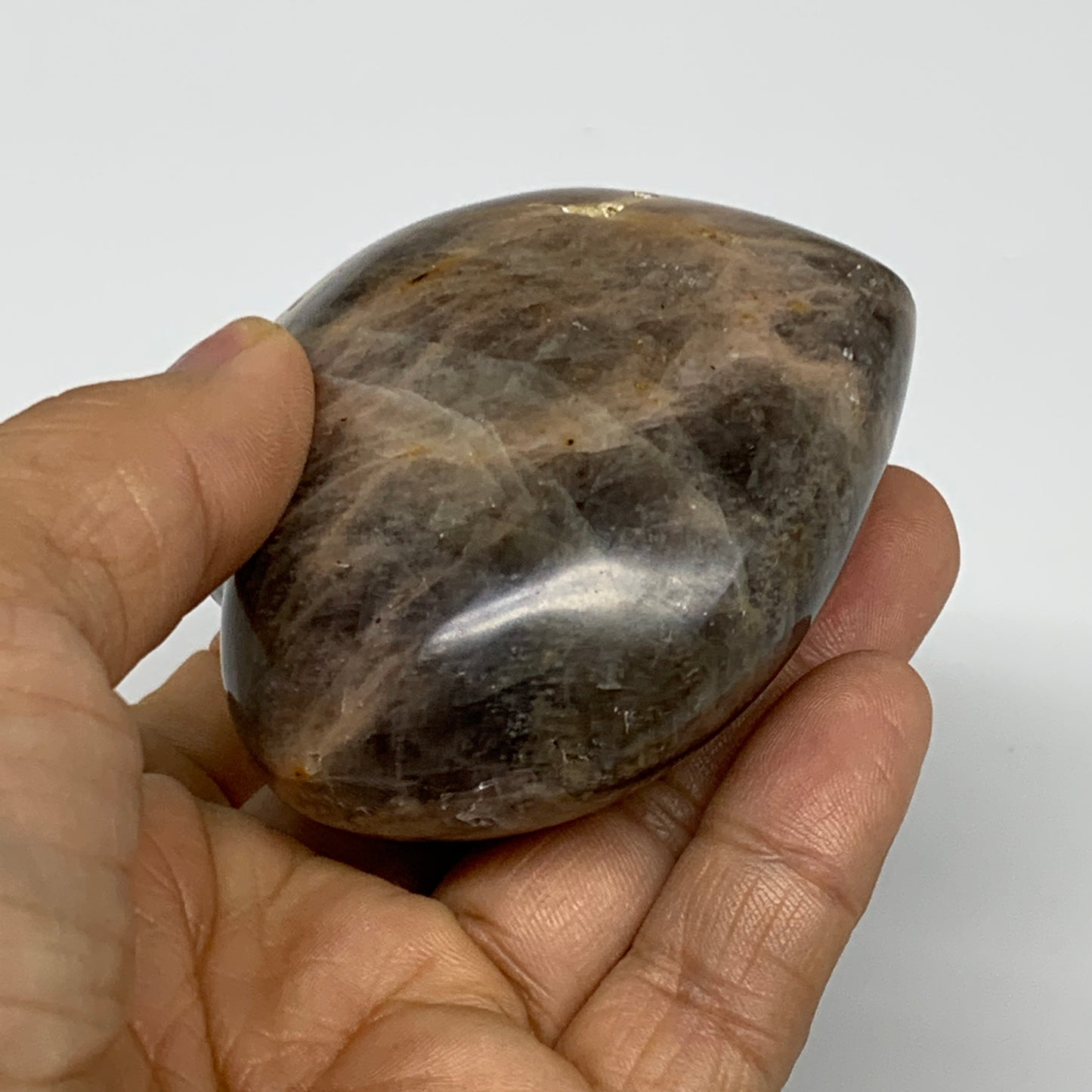 0.42 lbs, 2.5"x2.7"x1.3", Black Moonstone Heart Polished Crystal Home Decor, B30