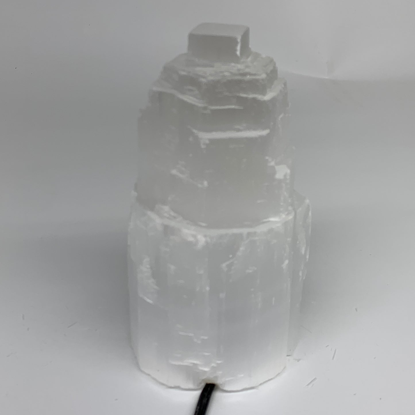2.3 lbs, 6"x3.2", Raw Rough Selenite (Satin Spar) Lamp Tower, 6ft Chord, B35866