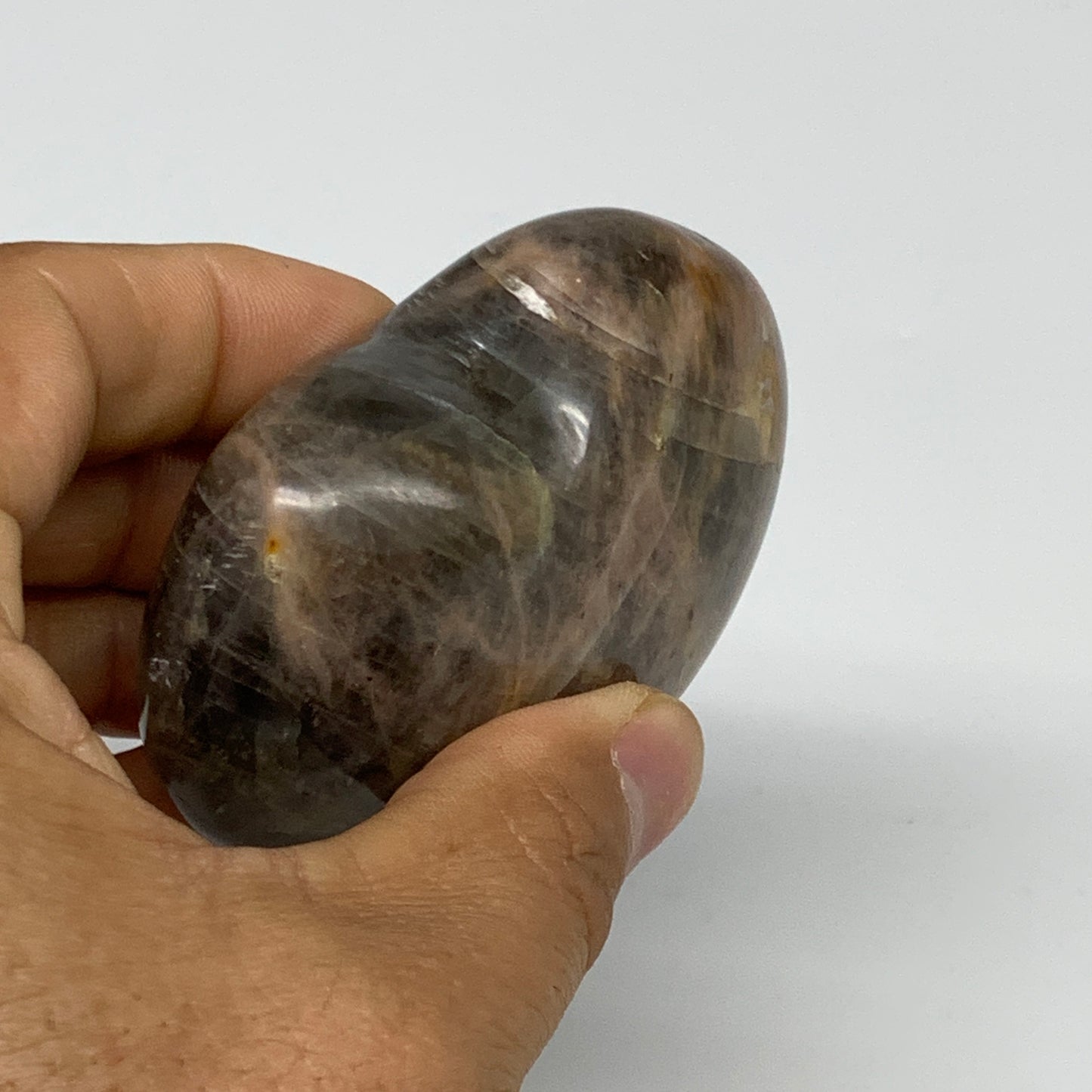 0.42 lbs, 2.5"x2.7"x1.3", Black Moonstone Heart Polished Crystal Home Decor, B30