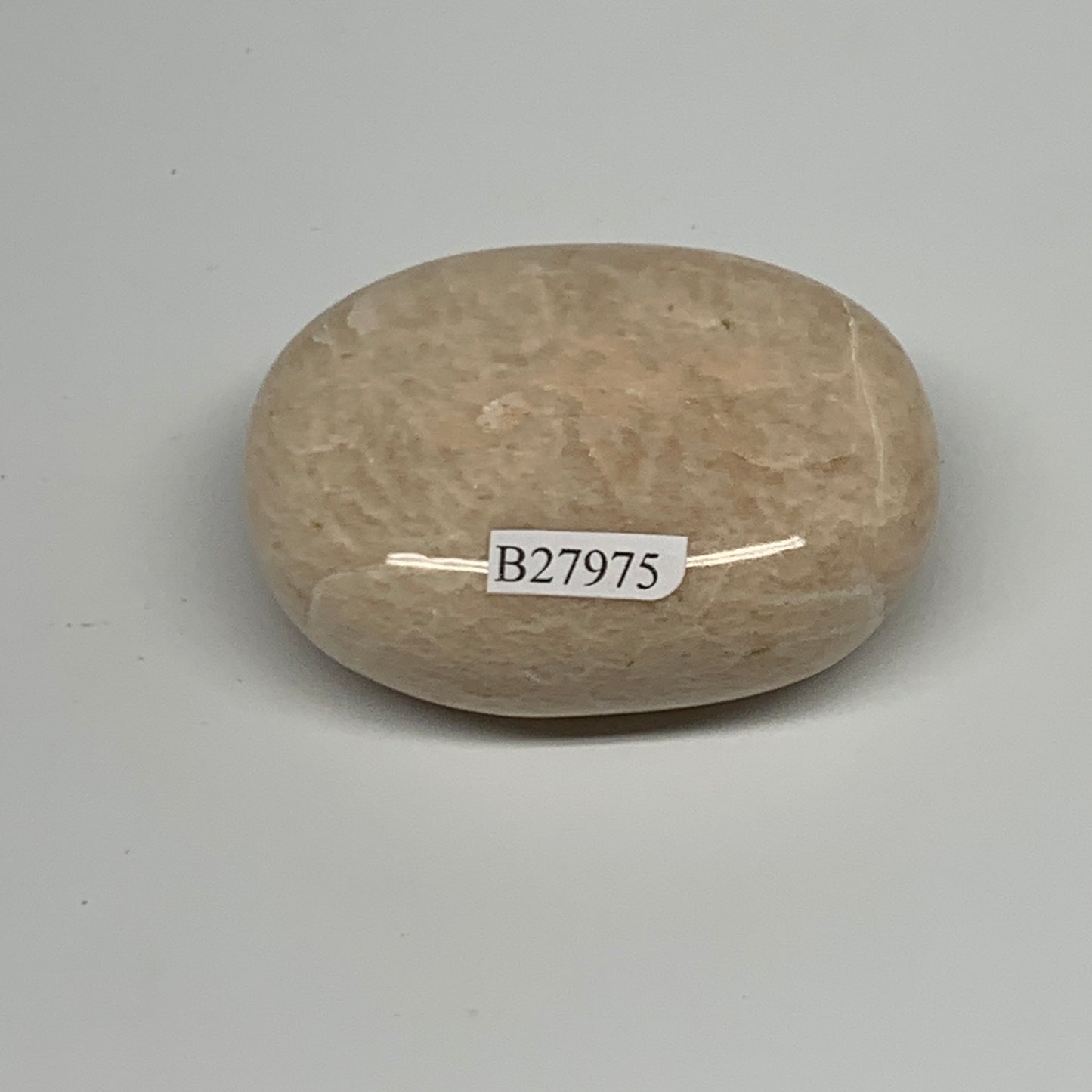 111g,2.3"x1.8"x0.9" Peach Moonstone Crystal Palm-Stone Polished Reiki, B27975