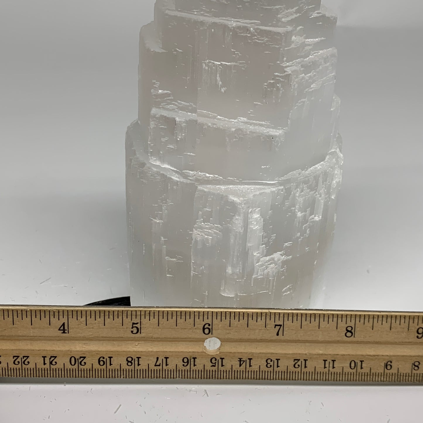 2.3 lbs, 6"x3.2", Raw Rough Selenite (Satin Spar) Lamp Tower, 6ft Chord, B35866