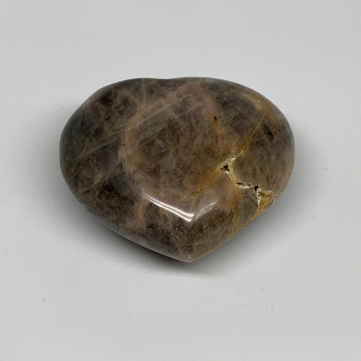 0.42 lbs, 2.5"x2.7"x1.3", Black Moonstone Heart Polished Crystal Home Decor, B30
