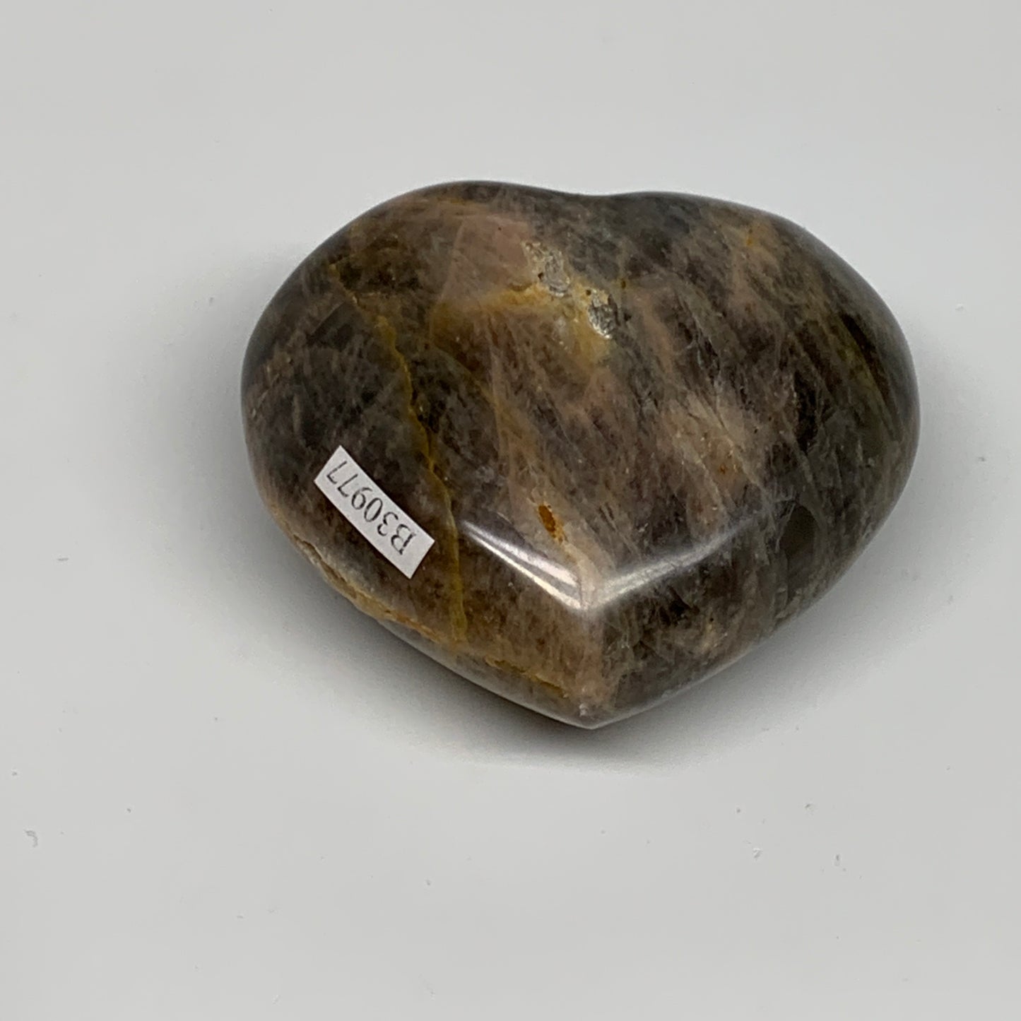 0.42 lbs, 2.5"x2.7"x1.3", Black Moonstone Heart Polished Crystal Home Decor, B30