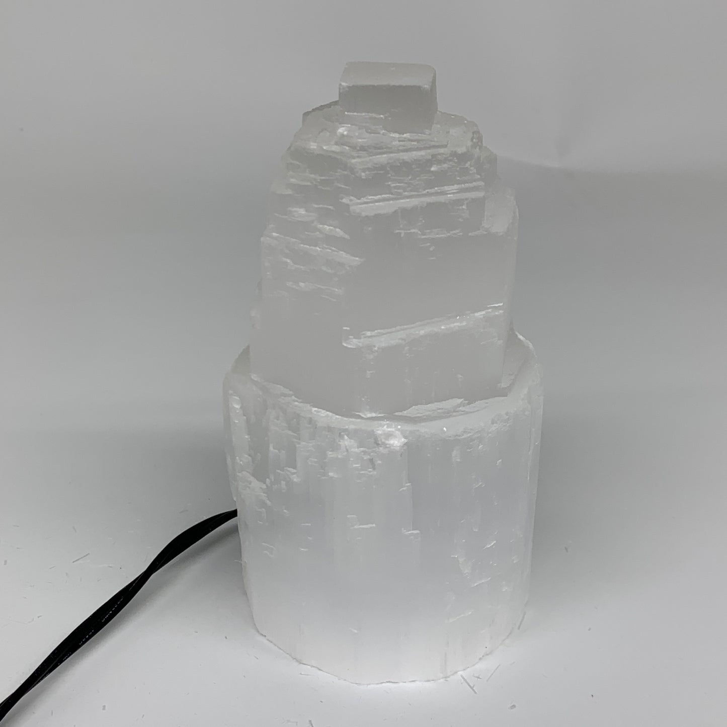 2.3 lbs, 6"x3.2", Raw Rough Selenite (Satin Spar) Lamp Tower, 6ft Chord, B35866