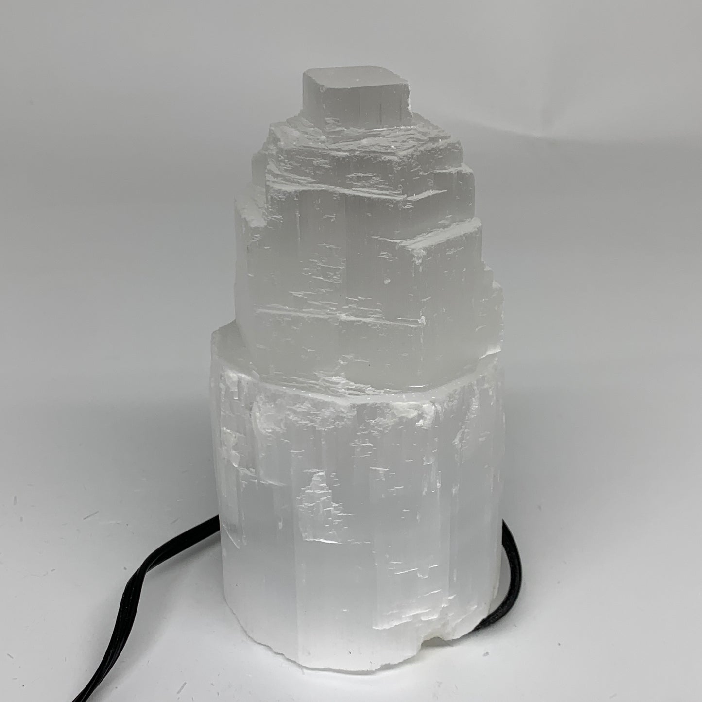 2.3 lbs, 6"x3.2", Raw Rough Selenite (Satin Spar) Lamp Tower, 6ft Chord, B35866