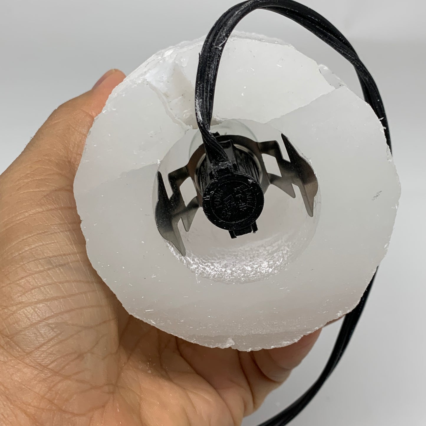 2.3 lbs, 6"x3.2", Raw Rough Selenite (Satin Spar) Lamp Tower, 6ft Chord, B35866