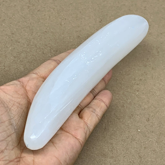 0.70 lbs, 7"x1.5", Natural Solid Selenite Crystal Wand Polished, B36502