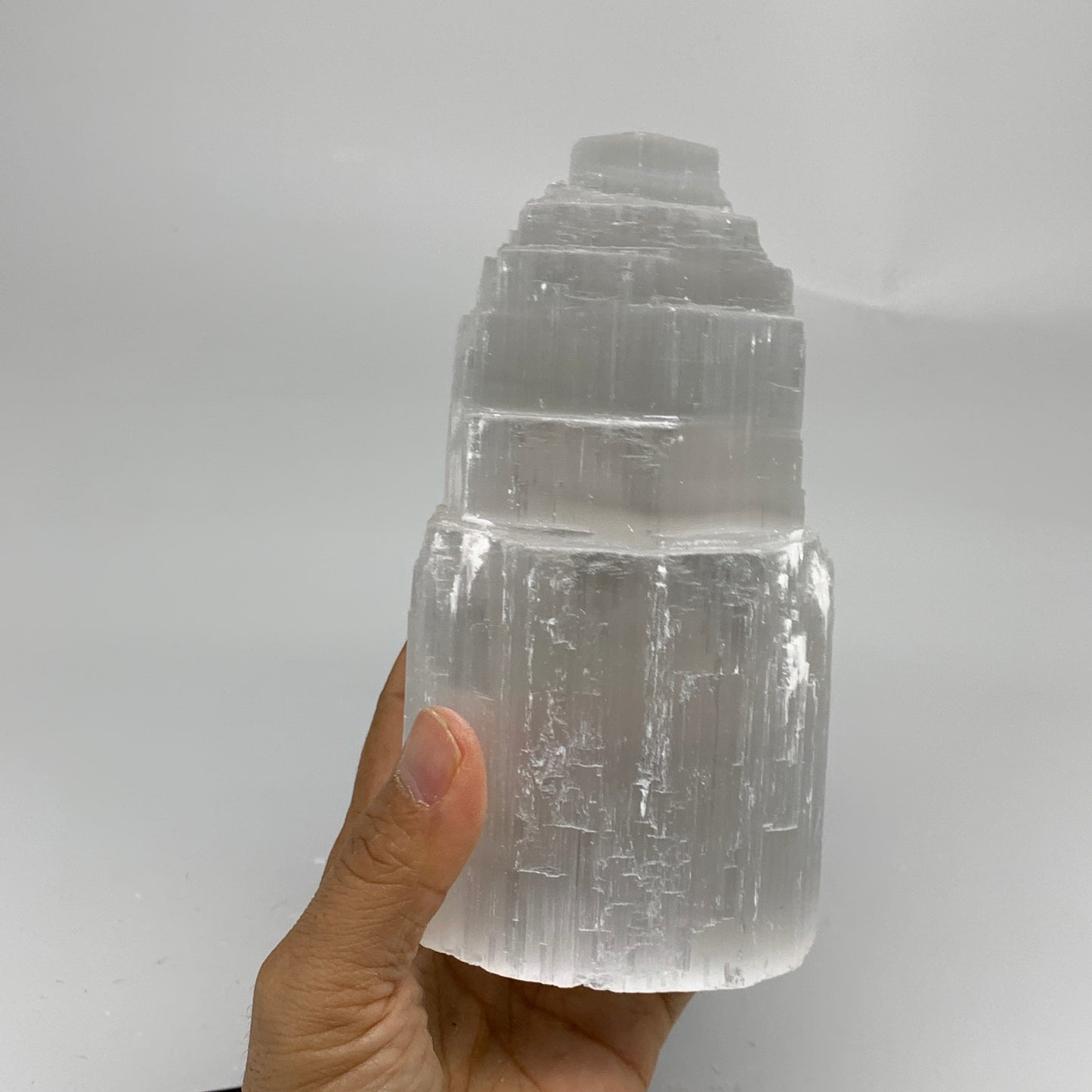 2.3 lbs, 6"x3.2", Raw Rough Selenite (Satin Spar) Lamp Tower, 6ft Chord, B35866