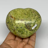 0.73 lbs, 3"x3.4"x1.9", Green Opal Heart Polished Gemstone @Madagascar, B30978