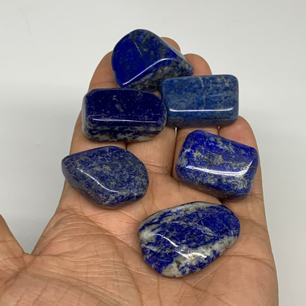 111.9g,1.1"-1.4", 6pcs, Natural Lapis Lazuli Tumbled Stone @Afghanistan, B30243