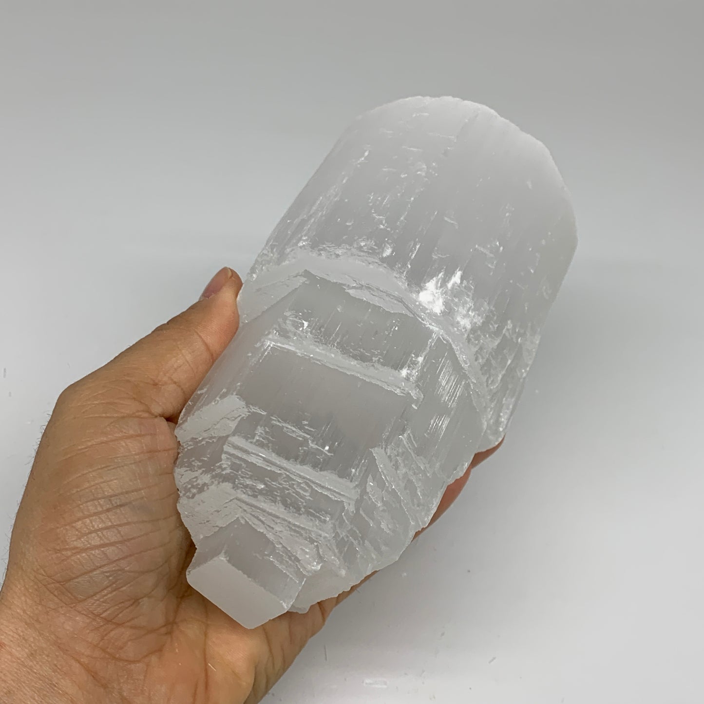 2.3 lbs, 6"x3.2", Raw Rough Selenite (Satin Spar) Lamp Tower, 6ft Chord, B35866