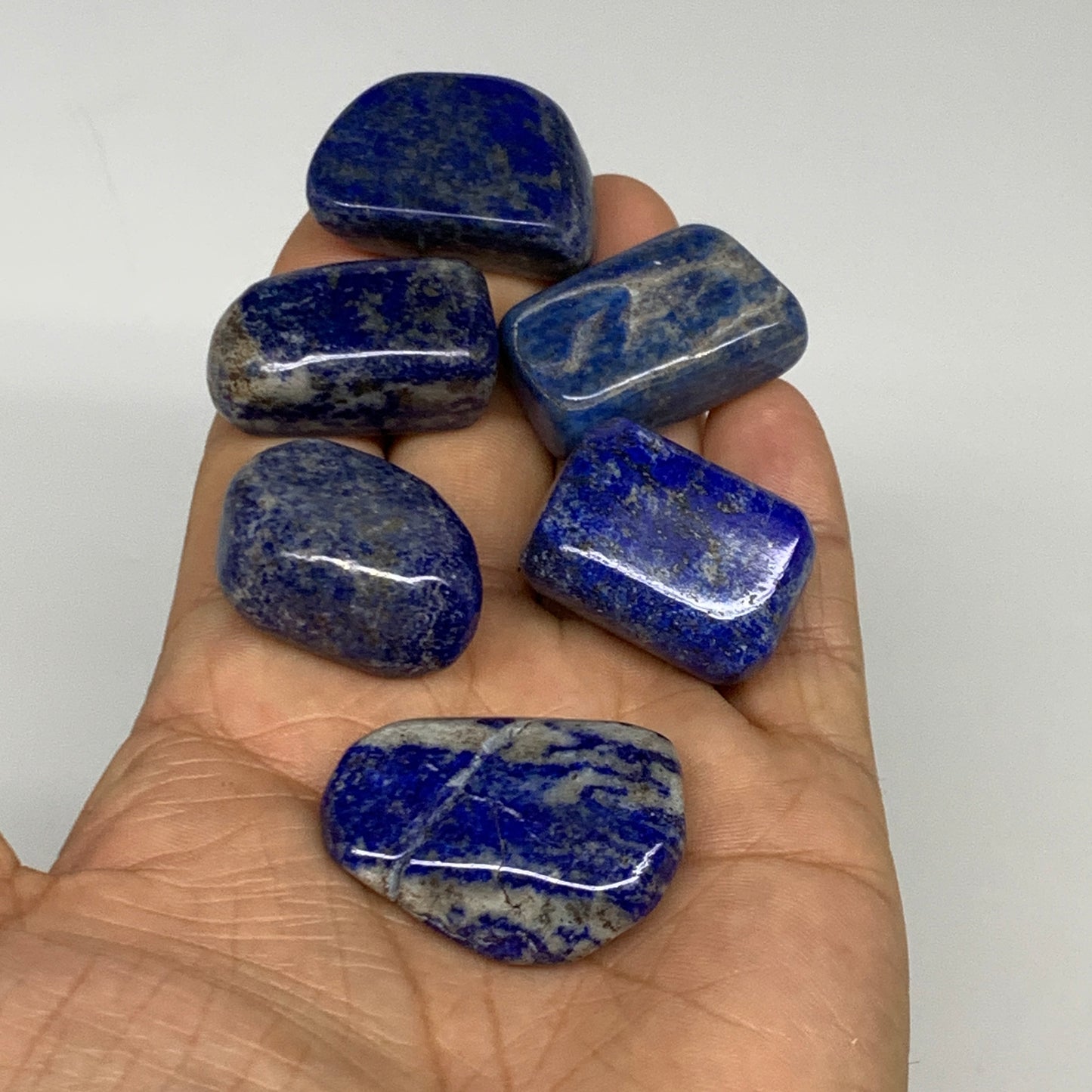 111.9g,1.1"-1.4", 6pcs, Natural Lapis Lazuli Tumbled Stone @Afghanistan, B30243