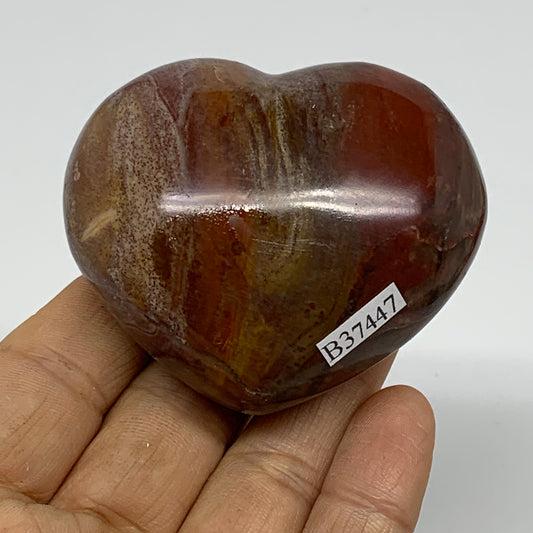 0.34 lbs, 2.1"x2.5"x1.3", Natural Petrified Wood Heart Polished Crystal, B37447