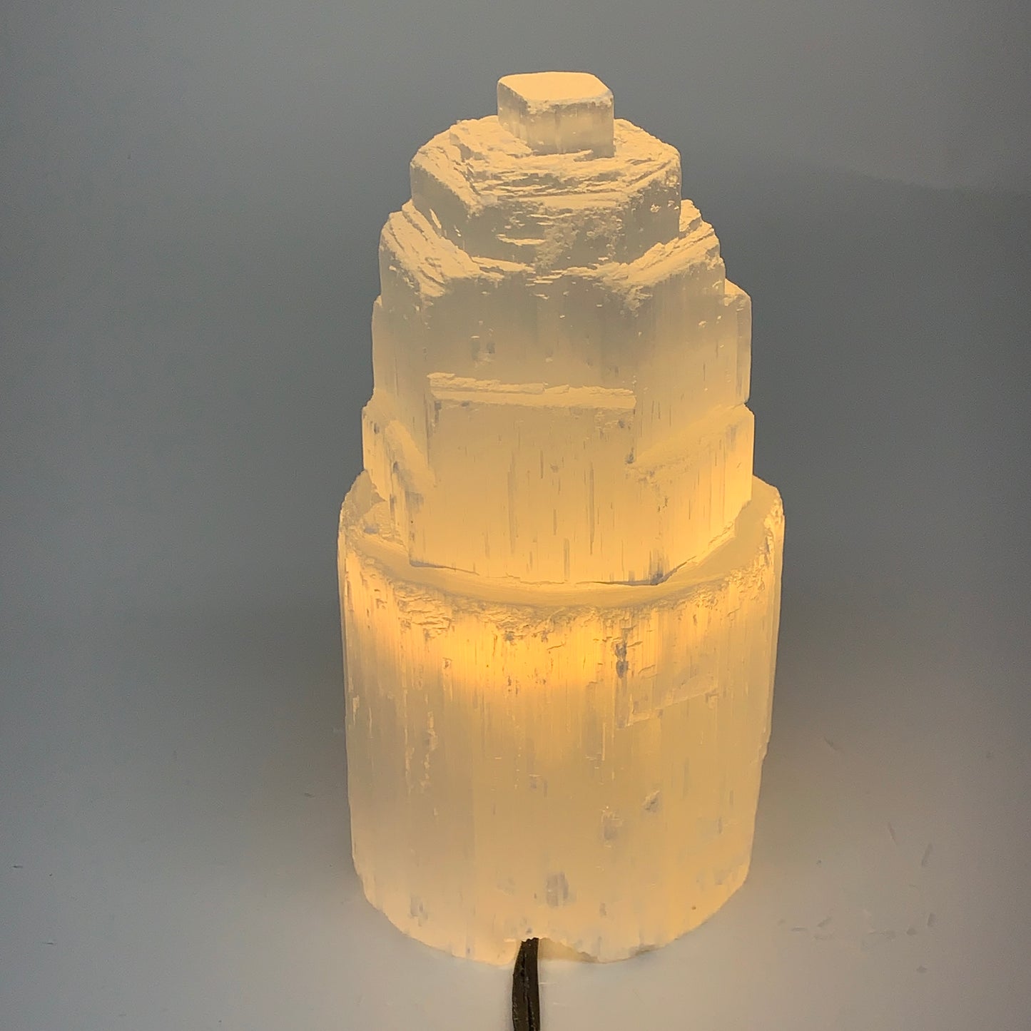 2.2 lbs, 6"x3.1", Raw Rough Selenite (Satin Spar) Lamp Tower, 6ft Chord, B35867