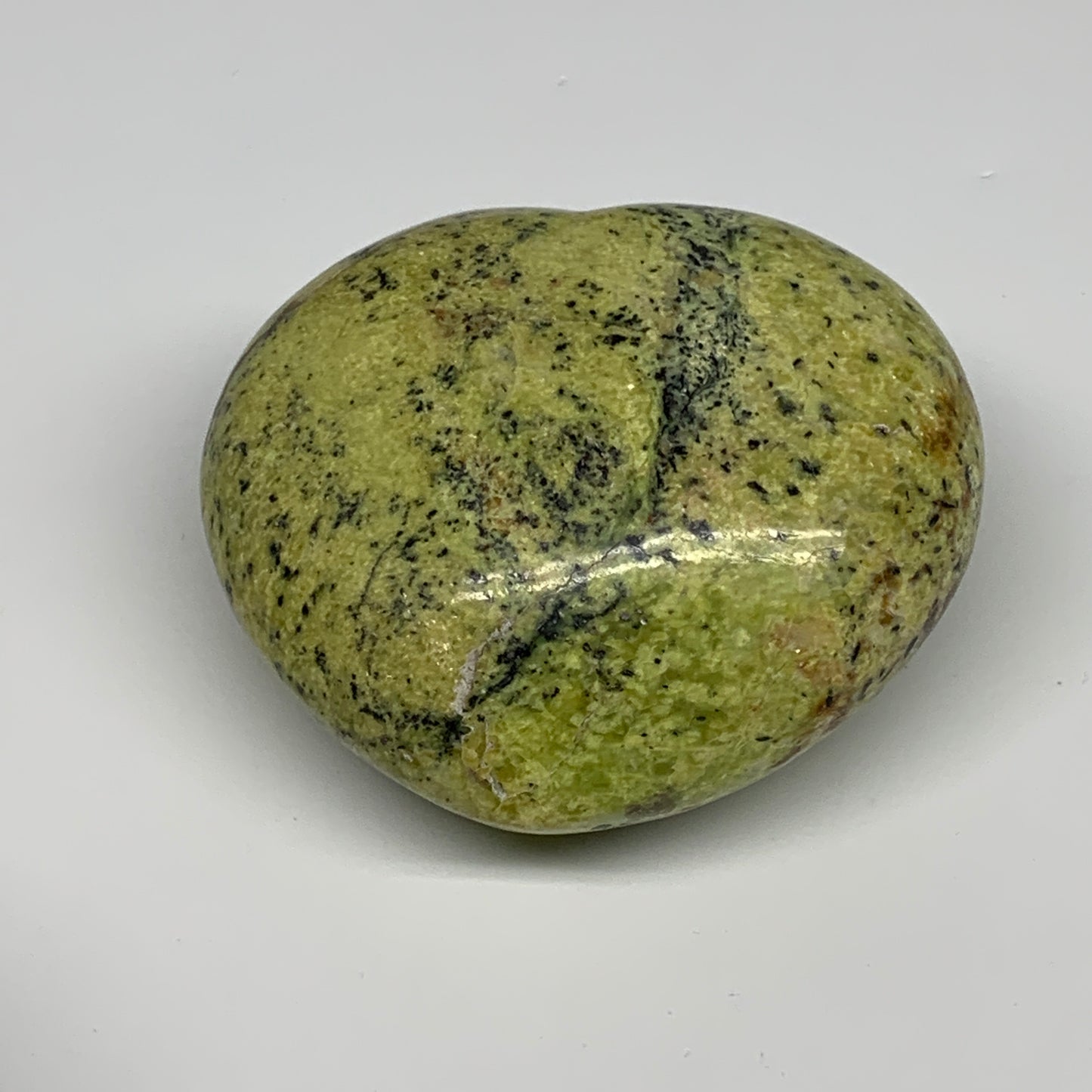 0.73 lbs, 3"x3.4"x1.9", Green Opal Heart Polished Gemstone @Madagascar, B30978