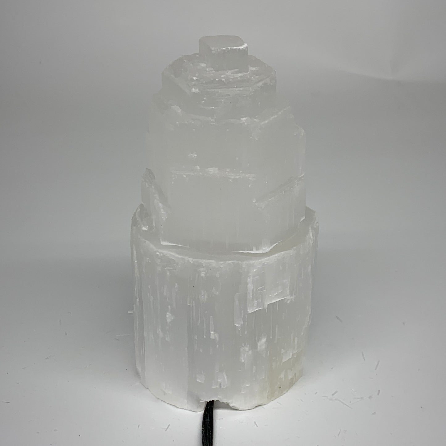 2.2 lbs, 6"x3.1", Raw Rough Selenite (Satin Spar) Lamp Tower, 6ft Chord, B35867