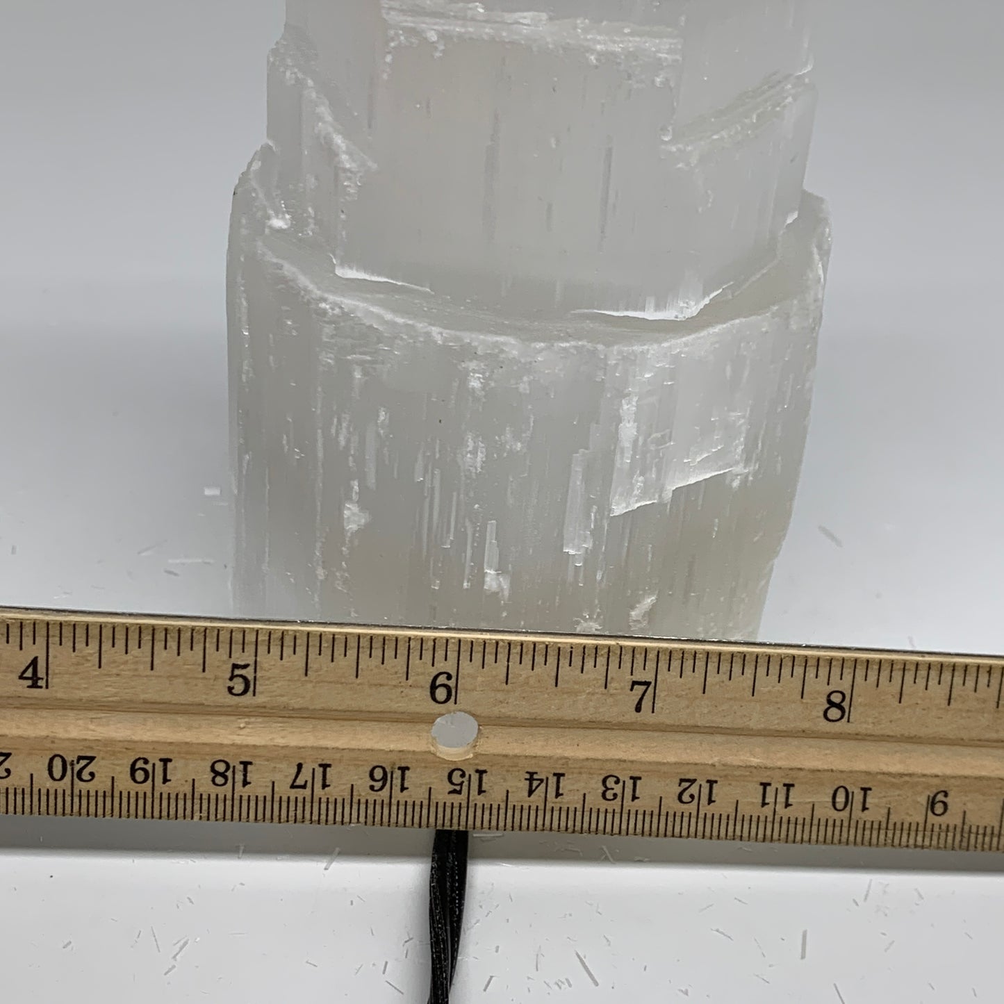 2.2 lbs, 6"x3.1", Raw Rough Selenite (Satin Spar) Lamp Tower, 6ft Chord, B35867