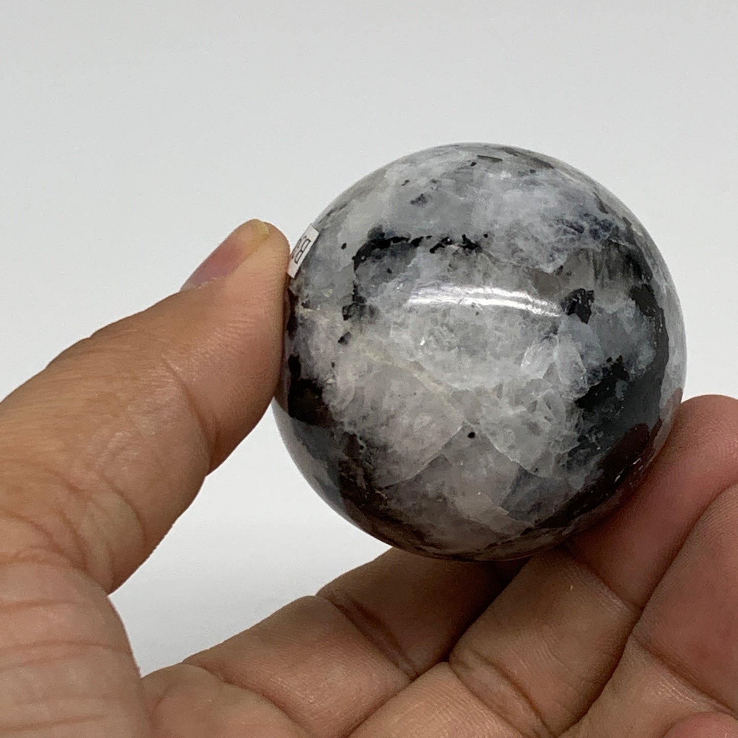 163.5g, 2.3"x1.8", Natural Gemstone White Rainbow Moonstone Egg, B34430