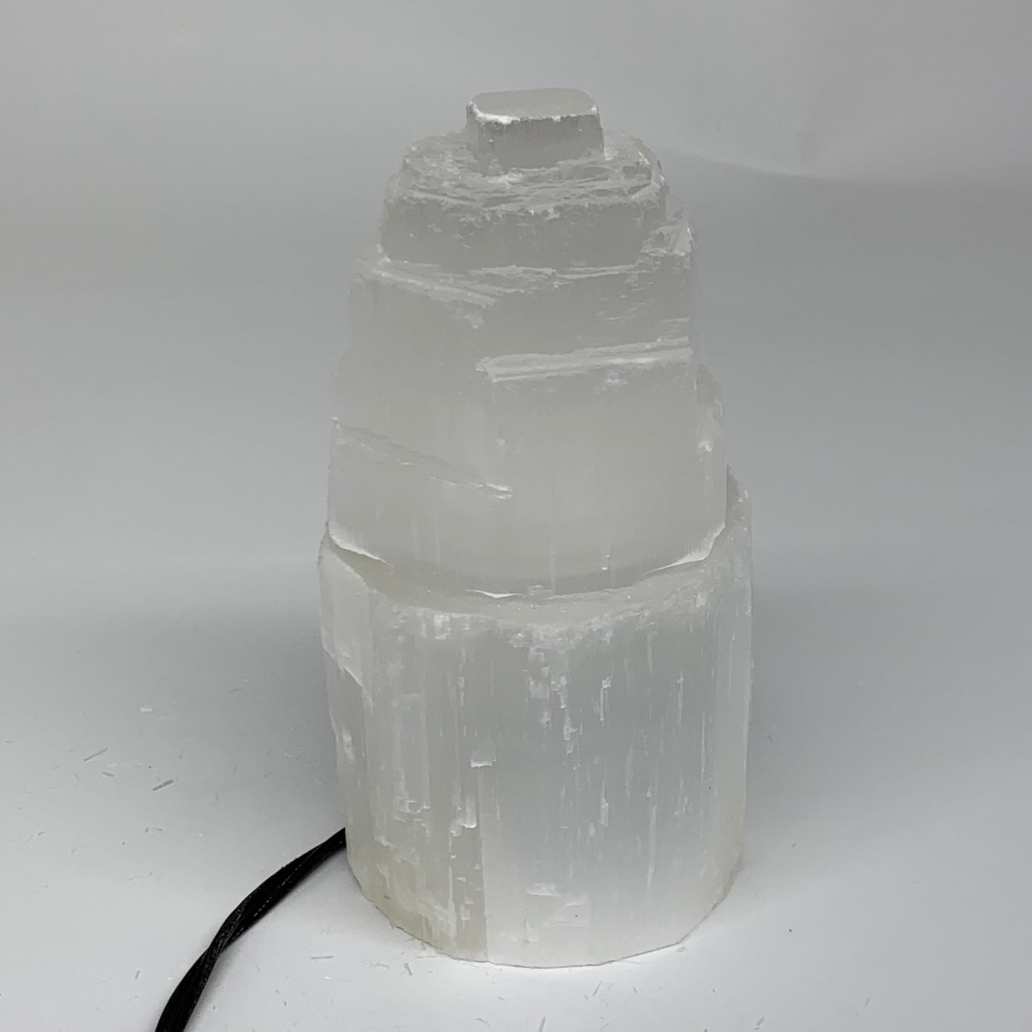 2.2 lbs, 6"x3.1", Raw Rough Selenite (Satin Spar) Lamp Tower, 6ft Chord, B35867