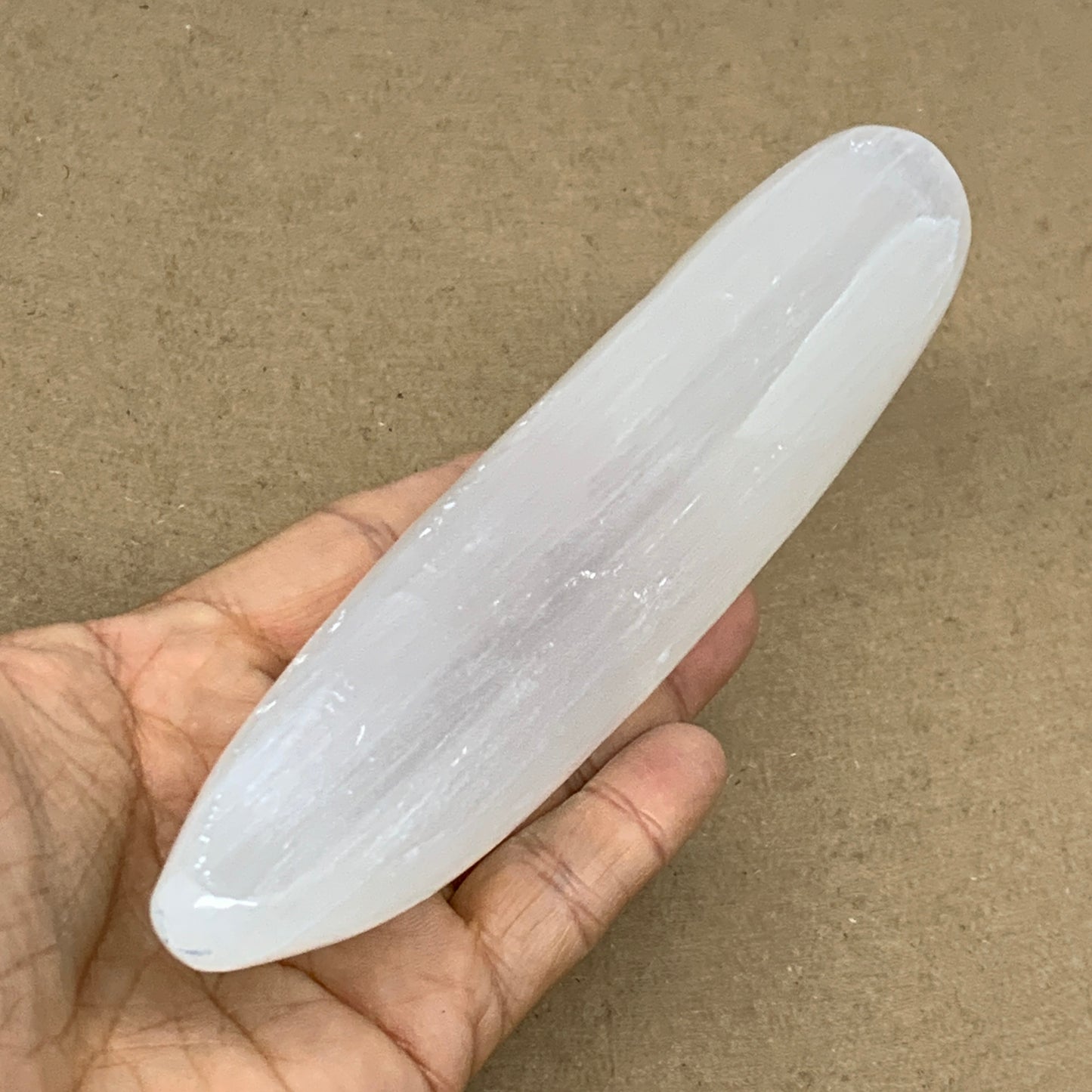 0.67 lbs, 7"x1.4", Natural Solid Selenite Crystal Wand Polished, B36503