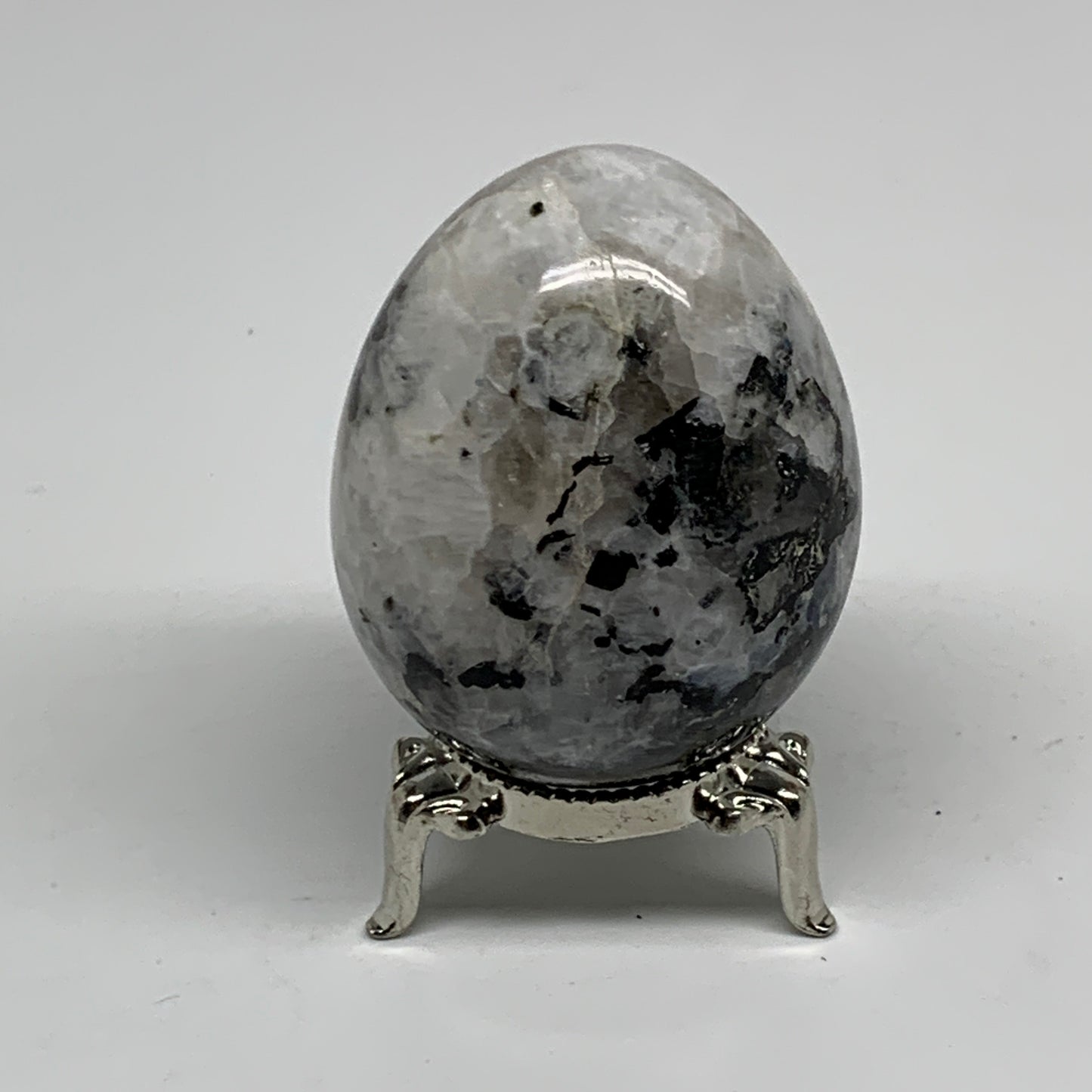 163.5g, 2.3"x1.8", Natural Gemstone White Rainbow Moonstone Egg, B34430