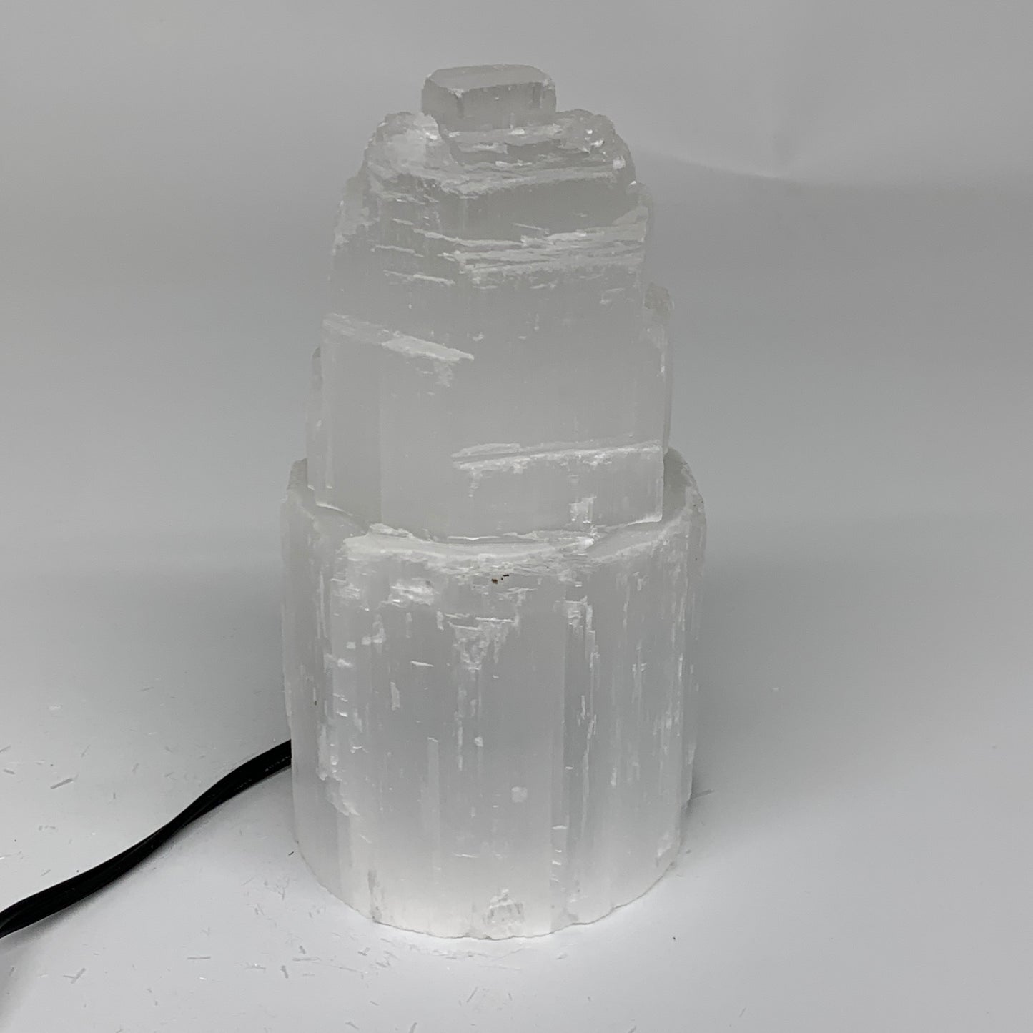 2.2 lbs, 6"x3.1", Raw Rough Selenite (Satin Spar) Lamp Tower, 6ft Chord, B35867