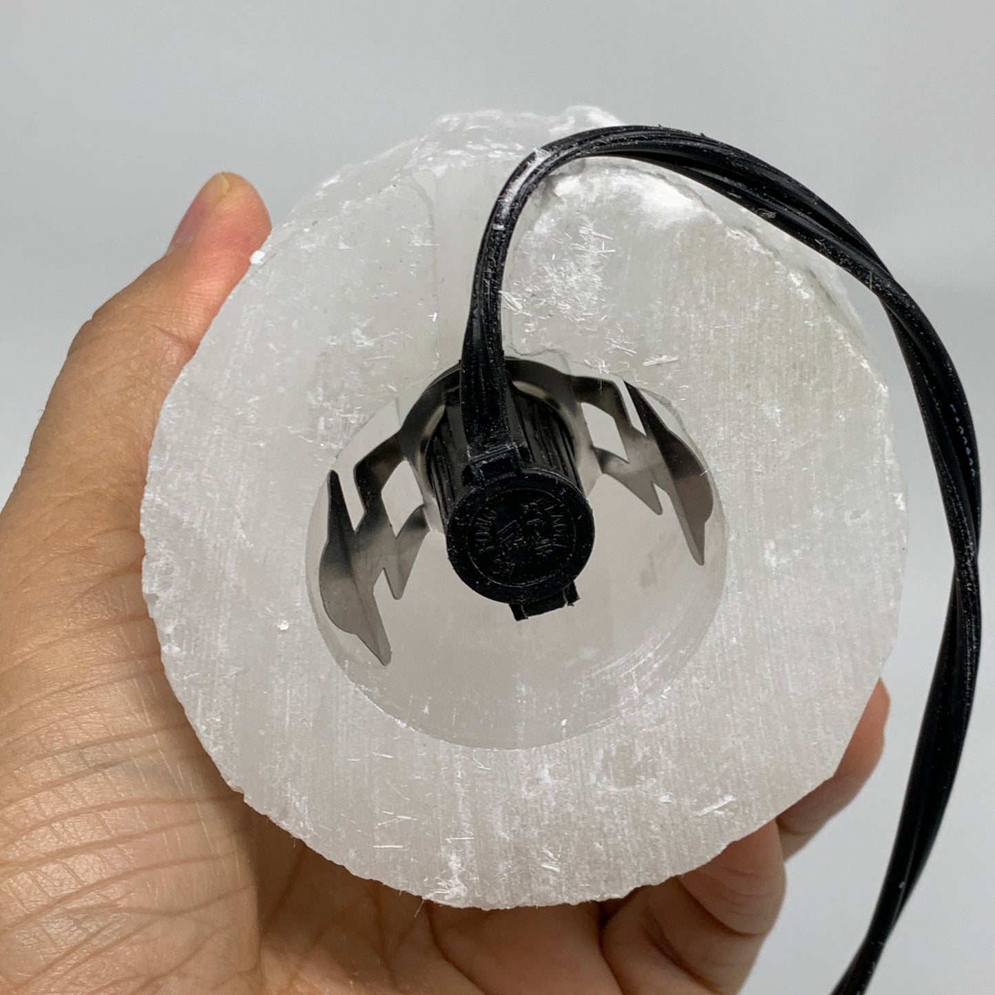 2.2 lbs, 6"x3.1", Raw Rough Selenite (Satin Spar) Lamp Tower, 6ft Chord, B35867