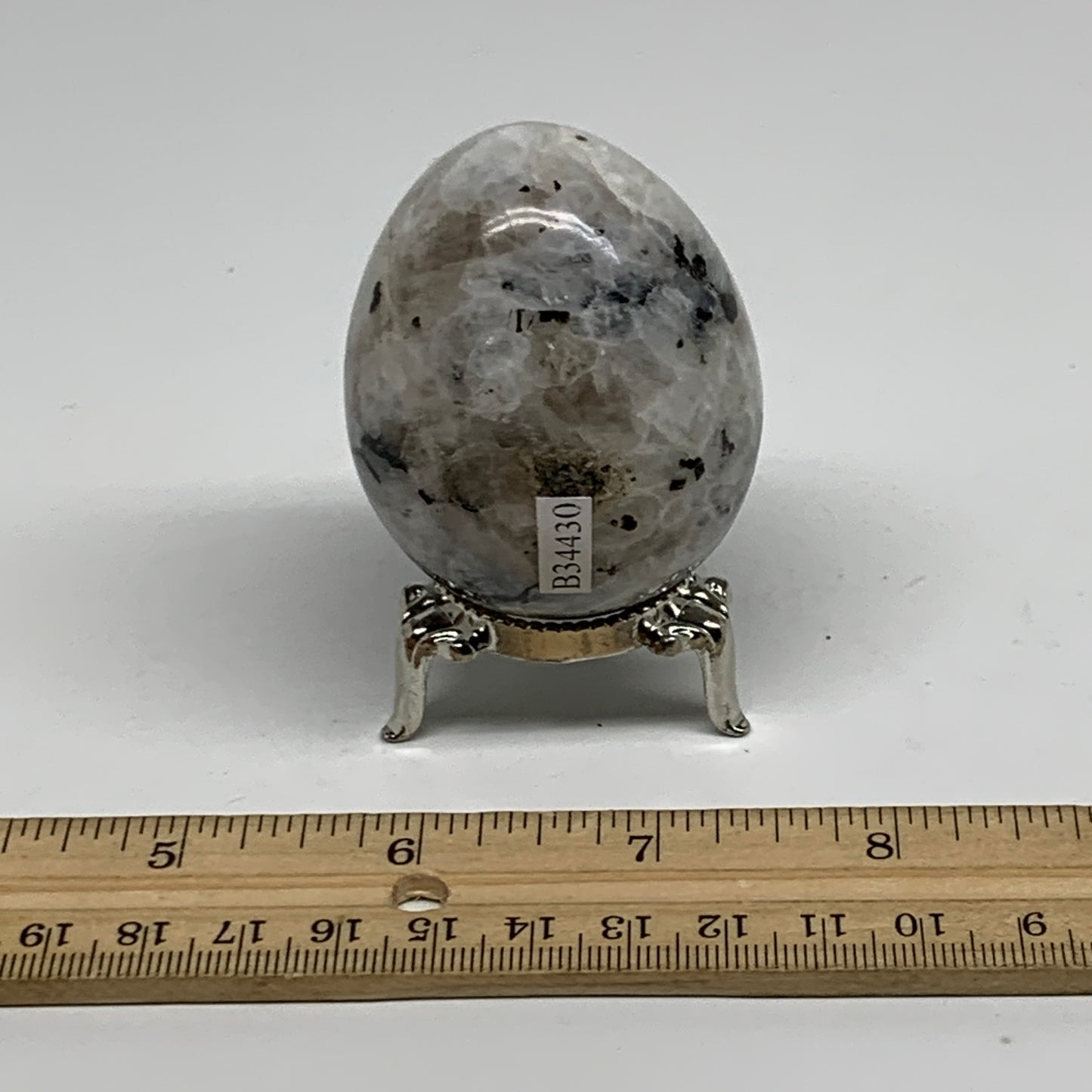 163.5g, 2.3"x1.8", Natural Gemstone White Rainbow Moonstone Egg, B34430