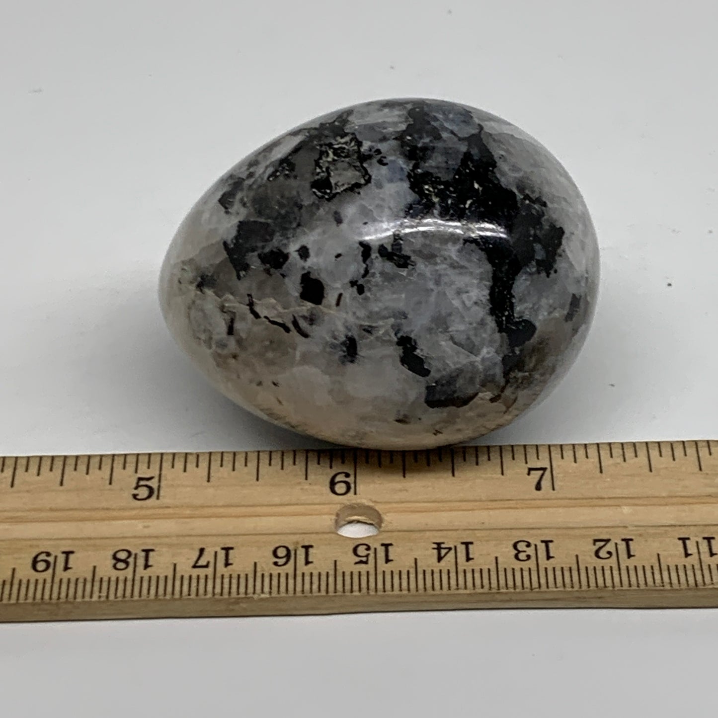 163.5g, 2.3"x1.8", Natural Gemstone White Rainbow Moonstone Egg, B34430