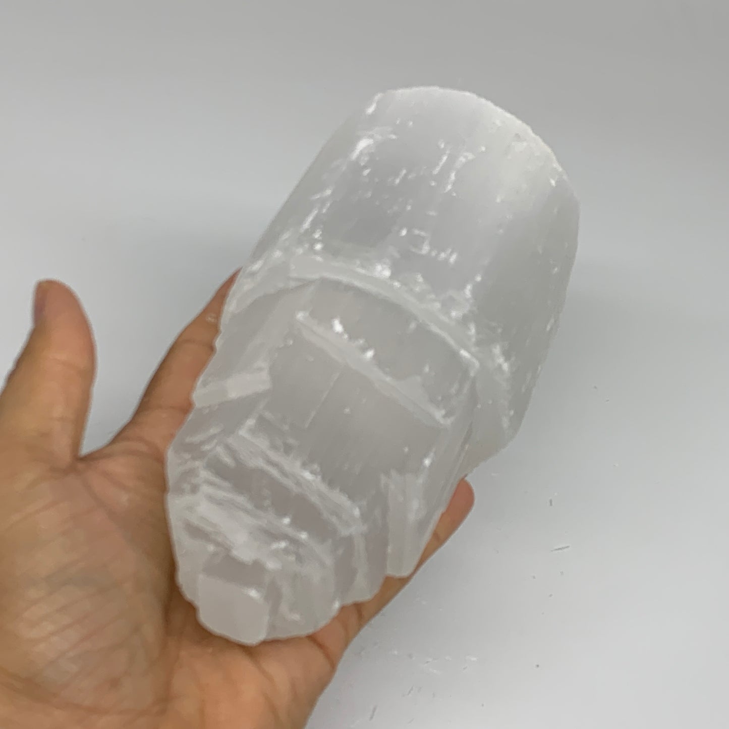 2.2 lbs, 6"x3.1", Raw Rough Selenite (Satin Spar) Lamp Tower, 6ft Chord, B35867