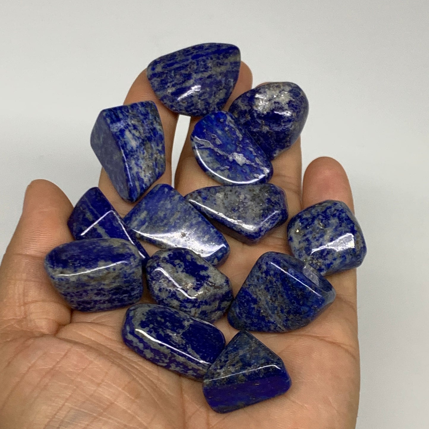 127.9g,0.7"-1.1", 13pcs, Natural Lapis Lazuli Tumbled Stone @Afghanistan, B30245