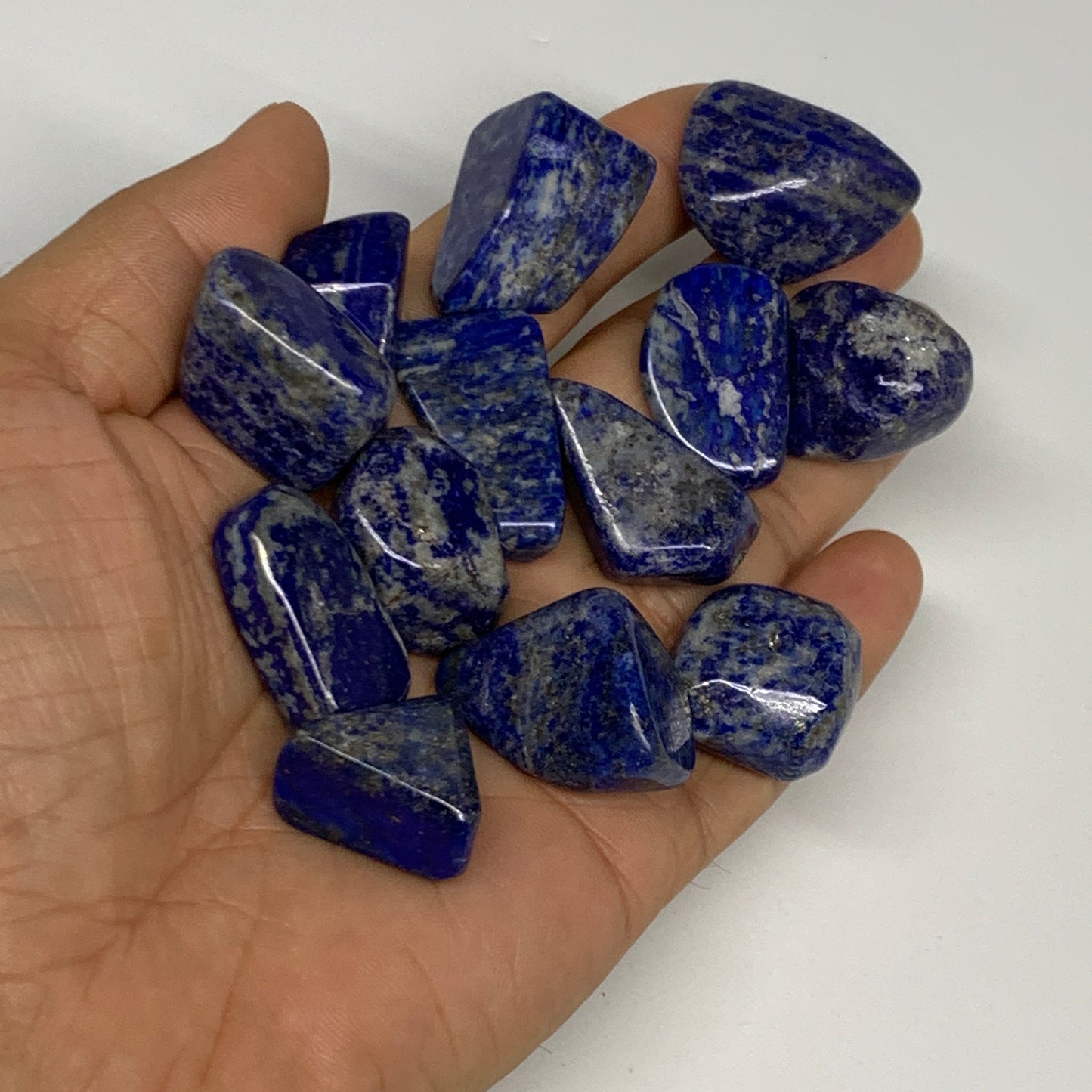 127.9g,0.7"-1.1", 13pcs, Natural Lapis Lazuli Tumbled Stone @Afghanistan, B30245
