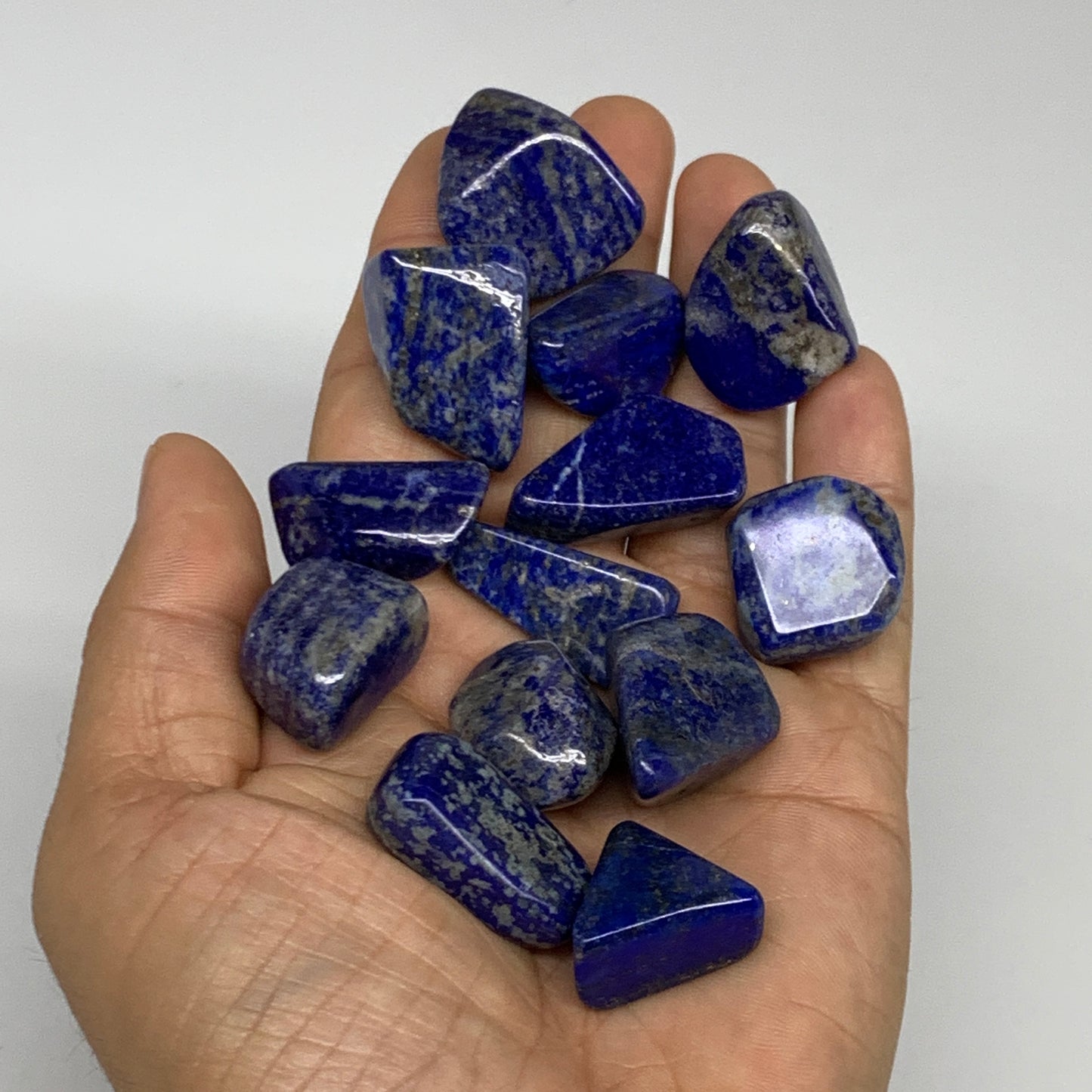 127.9g,0.7"-1.1", 13pcs, Natural Lapis Lazuli Tumbled Stone @Afghanistan, B30245