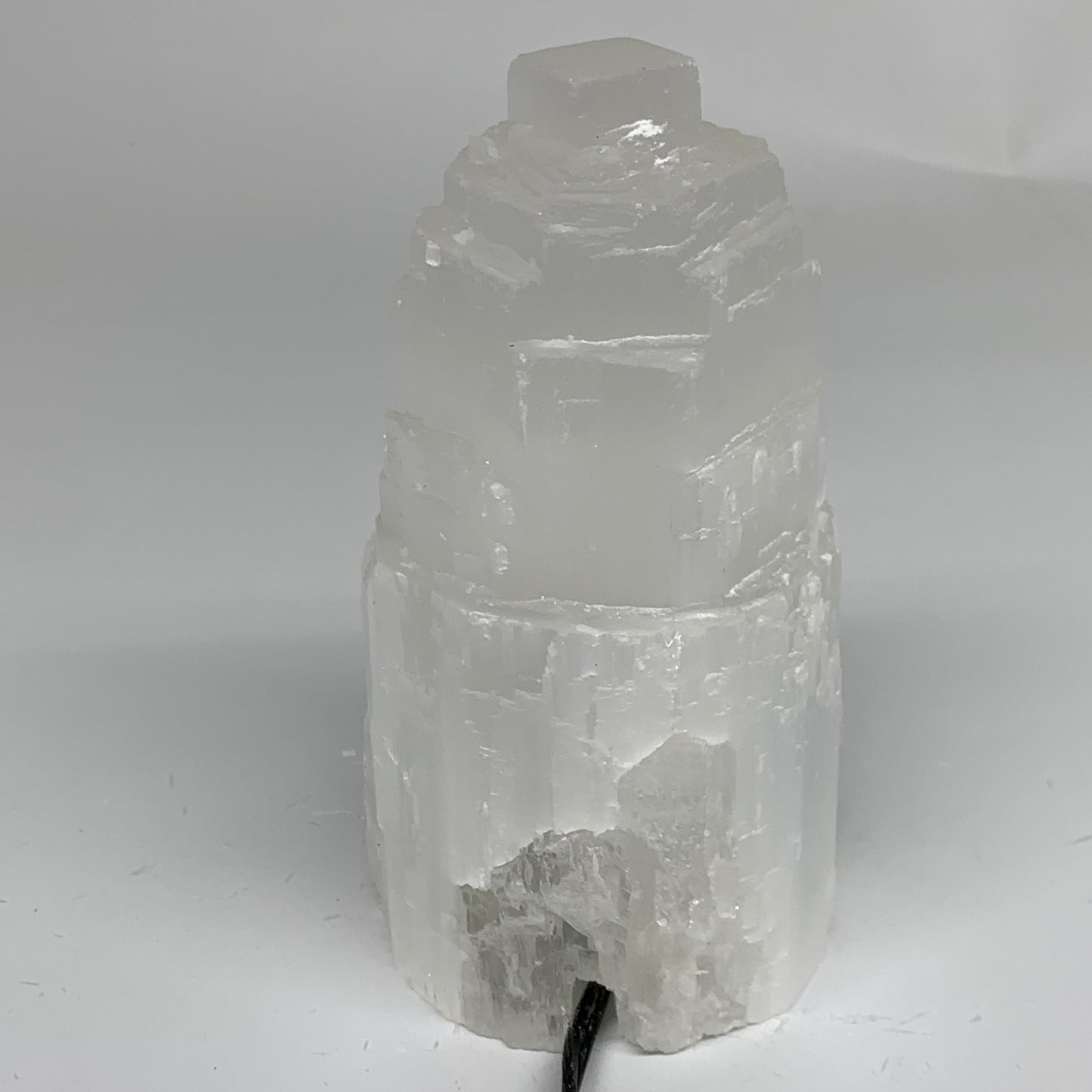 2.3 lbs, 6"x3.2", Raw Rough Selenite (Satin Spar) Lamp Tower, 6ft Chord, B35868