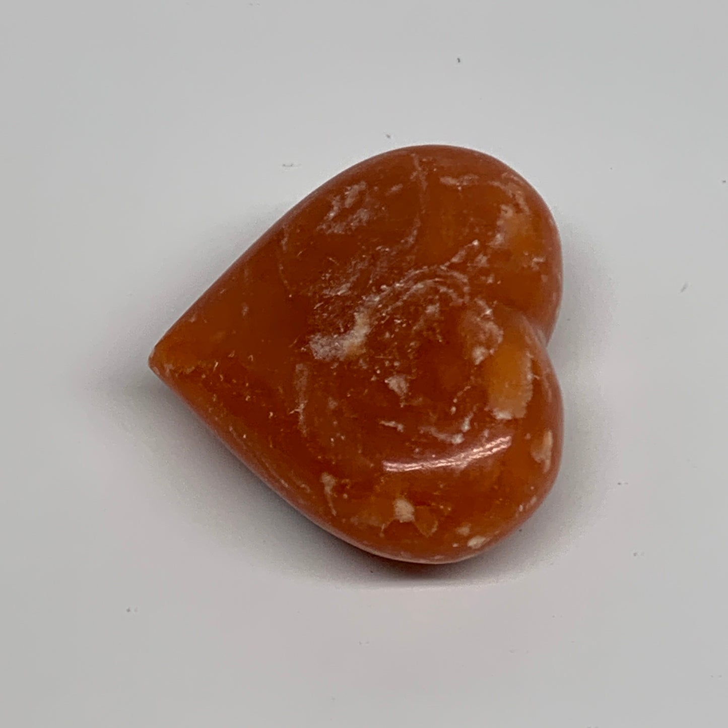 89.4g, 2"x2.4"x1" Orange Calcite Heart Gemstones from Madagascar, B33790