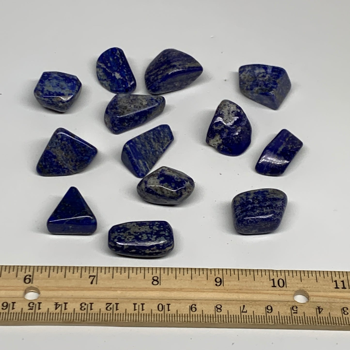 127.9g,0.7"-1.1", 13pcs, Natural Lapis Lazuli Tumbled Stone @Afghanistan, B30245