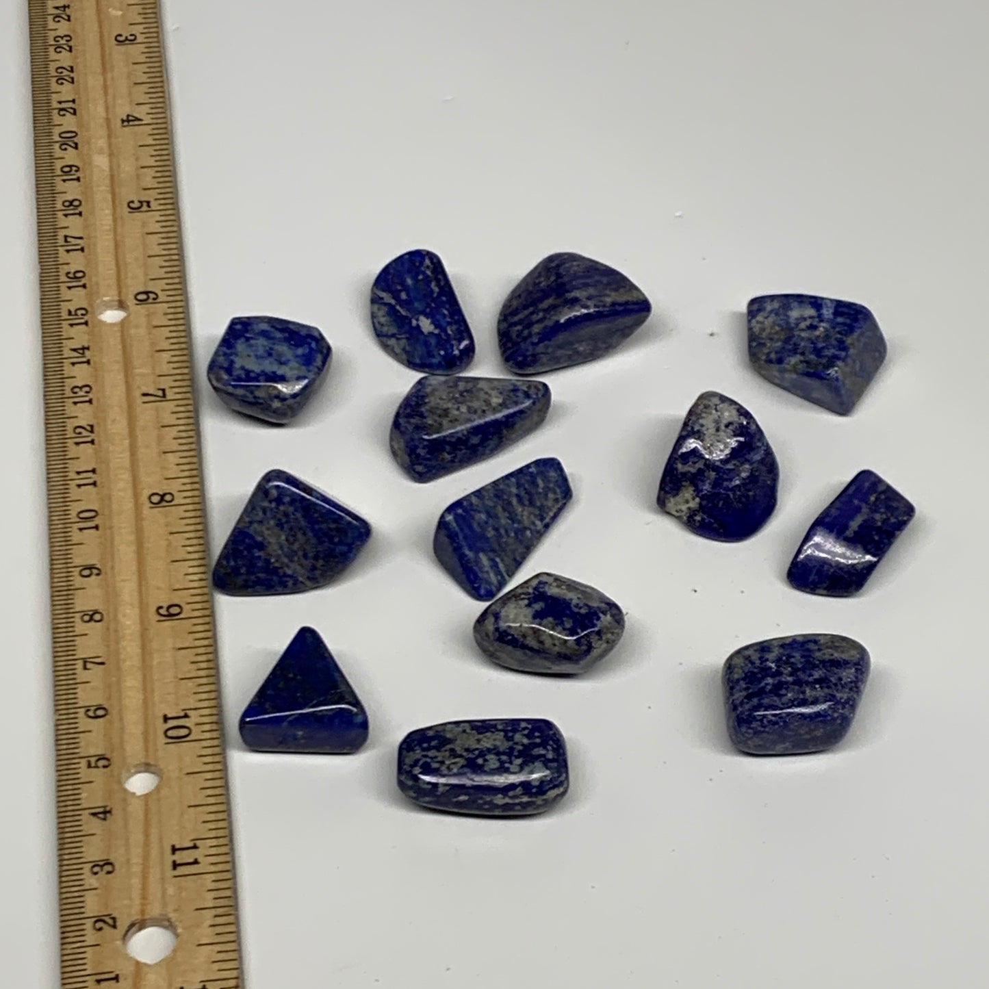 127.9g,0.7"-1.1", 13pcs, Natural Lapis Lazuli Tumbled Stone @Afghanistan, B30245
