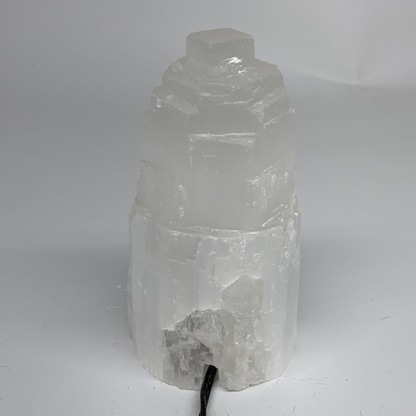 2.3 lbs, 6"x3.2", Raw Rough Selenite (Satin Spar) Lamp Tower, 6ft Chord, B35868