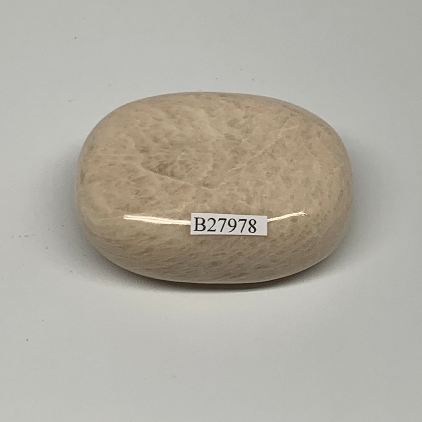 128g,2.4"x1.8"x0.9" Peach Moonstone Crystal Palm-Stone Polished Reiki, B27978