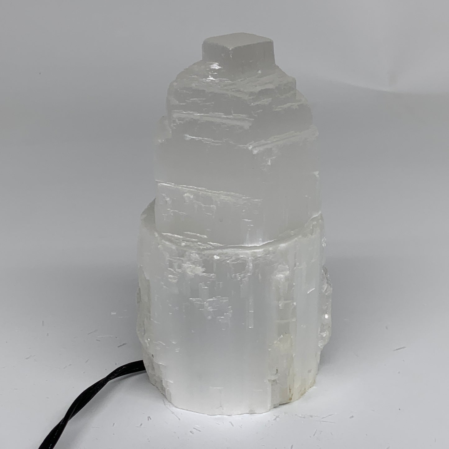 2.3 lbs, 6"x3.2", Raw Rough Selenite (Satin Spar) Lamp Tower, 6ft Chord, B35868